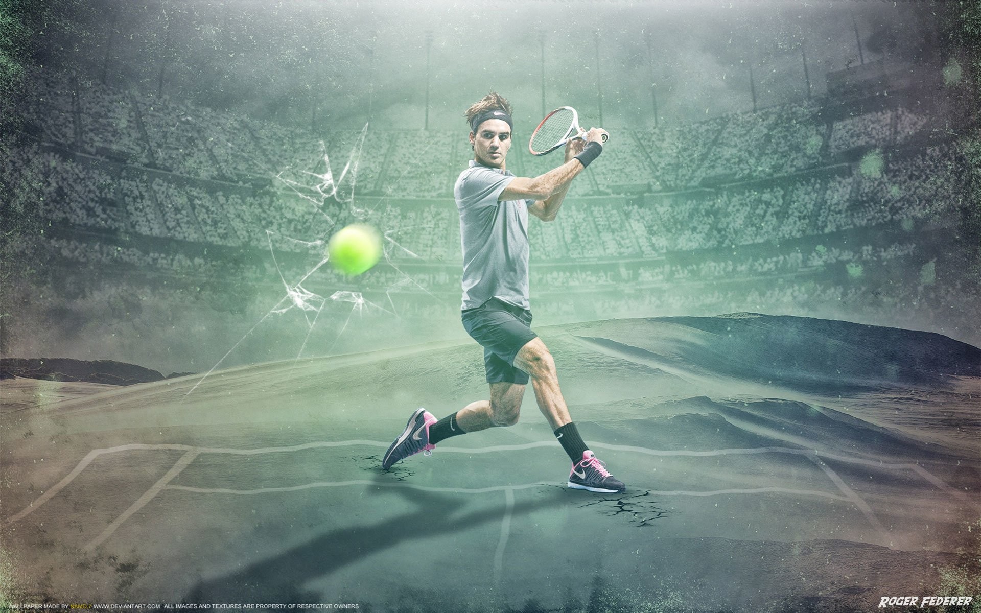 Roger Federer, Arte digitale, Stadio, 1920x1200, immagine di sfondo