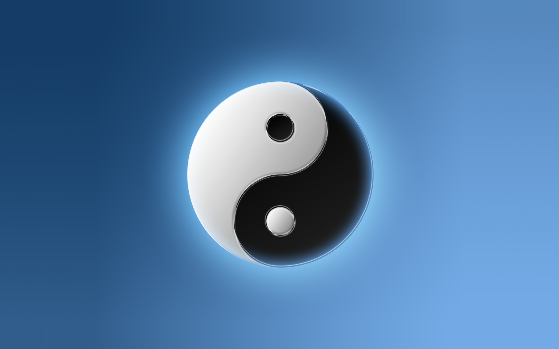 Yin e yang, Taijitu, Sfondo blu, Full HD, wallpaper per portatile