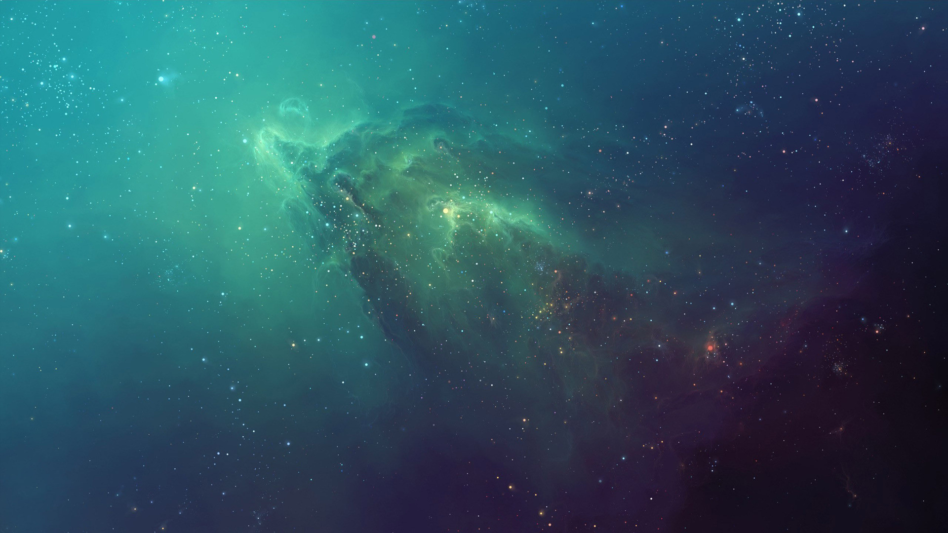 Nebulosa, Spazio, Verde acqua, Minimalista, Full HD 1080p, sfondo desktop