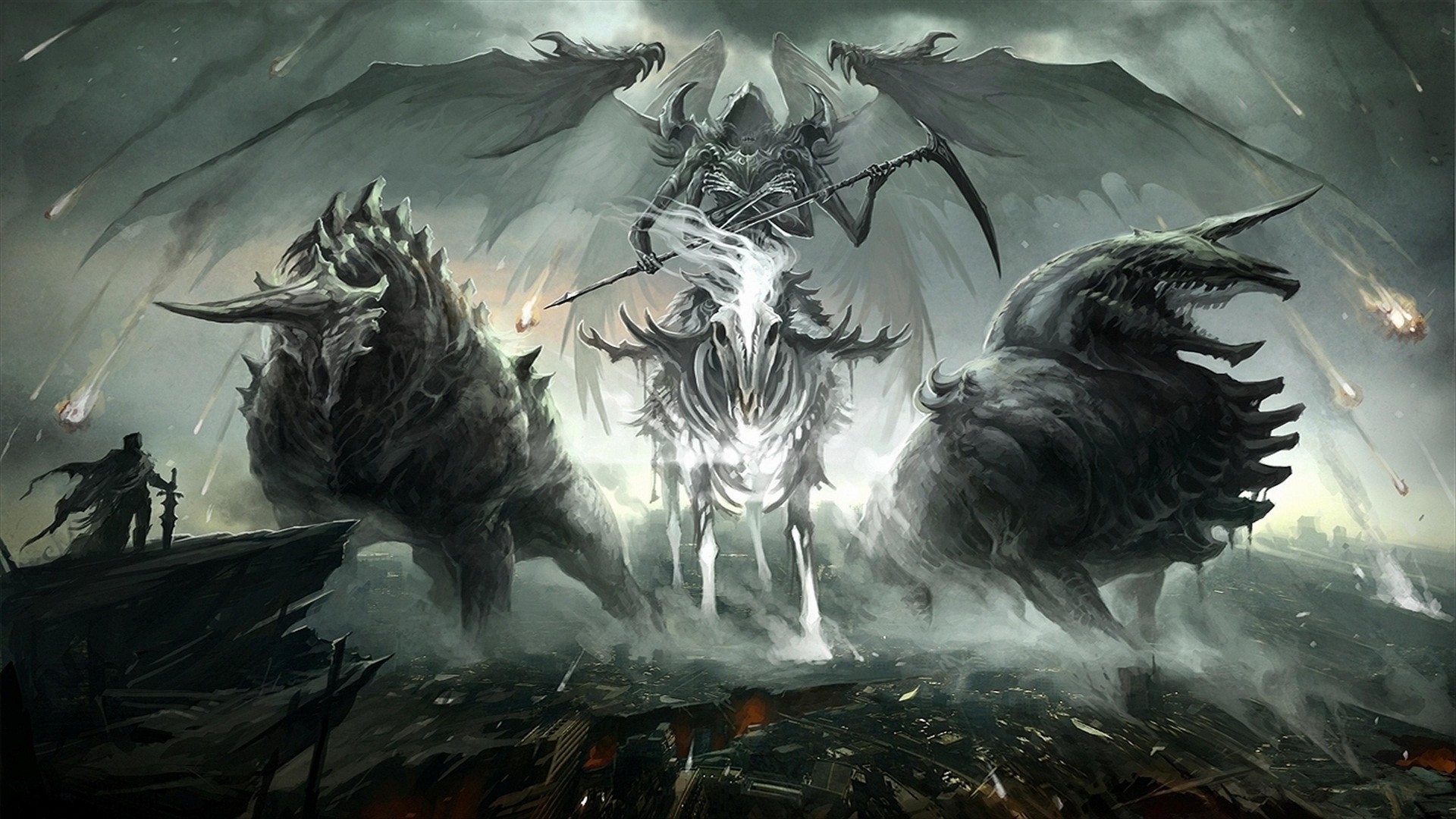 Quattro cavalieri dell'Apocalisse, Morte, Cavallo scheletrico, Fantasy, sfondo desktop 1080p