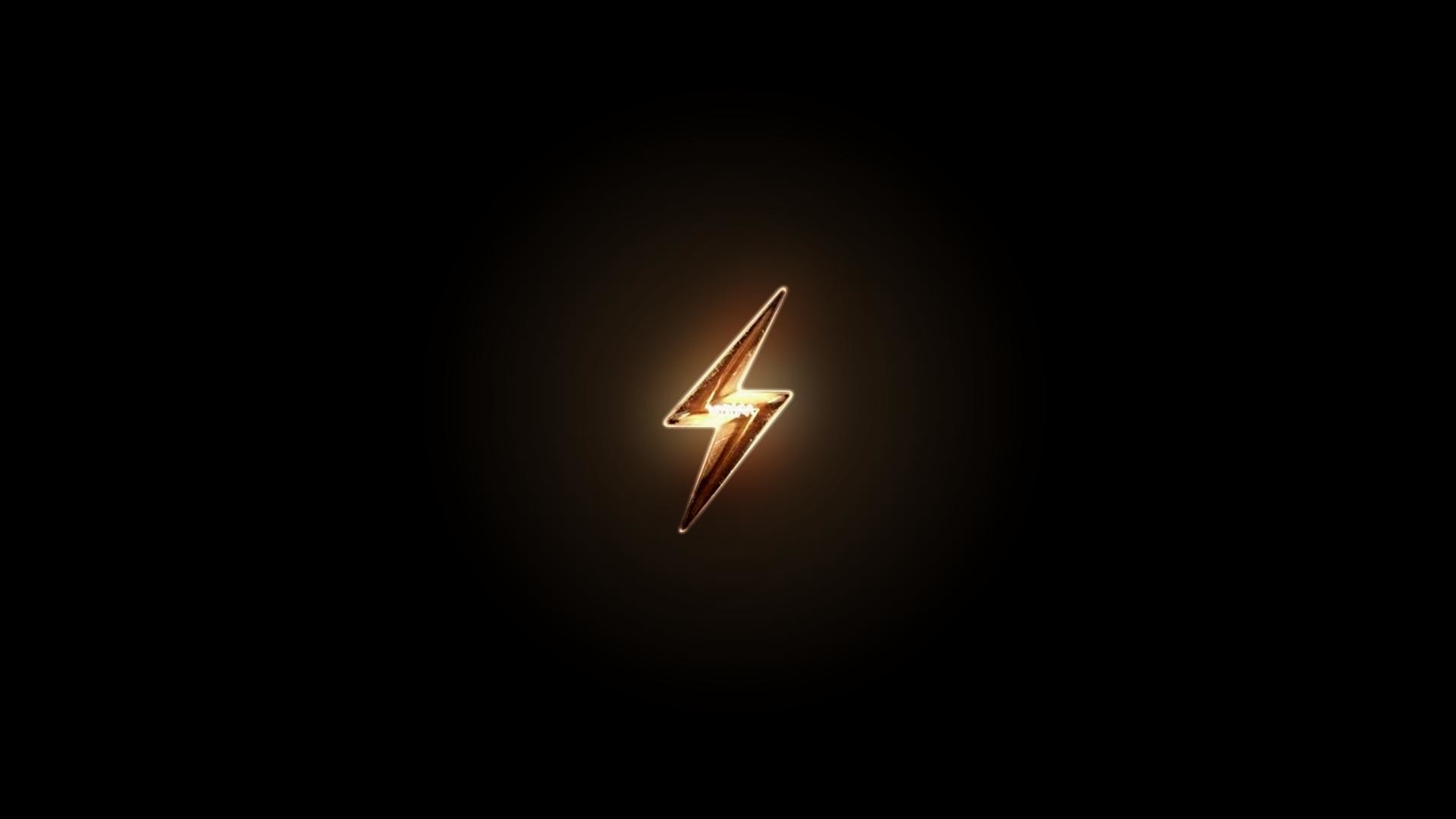 Fallout 4, Simbolo del fulmine, Sfondo nero, Minimalista, 16:9 Full HD, wallpaper widescreen