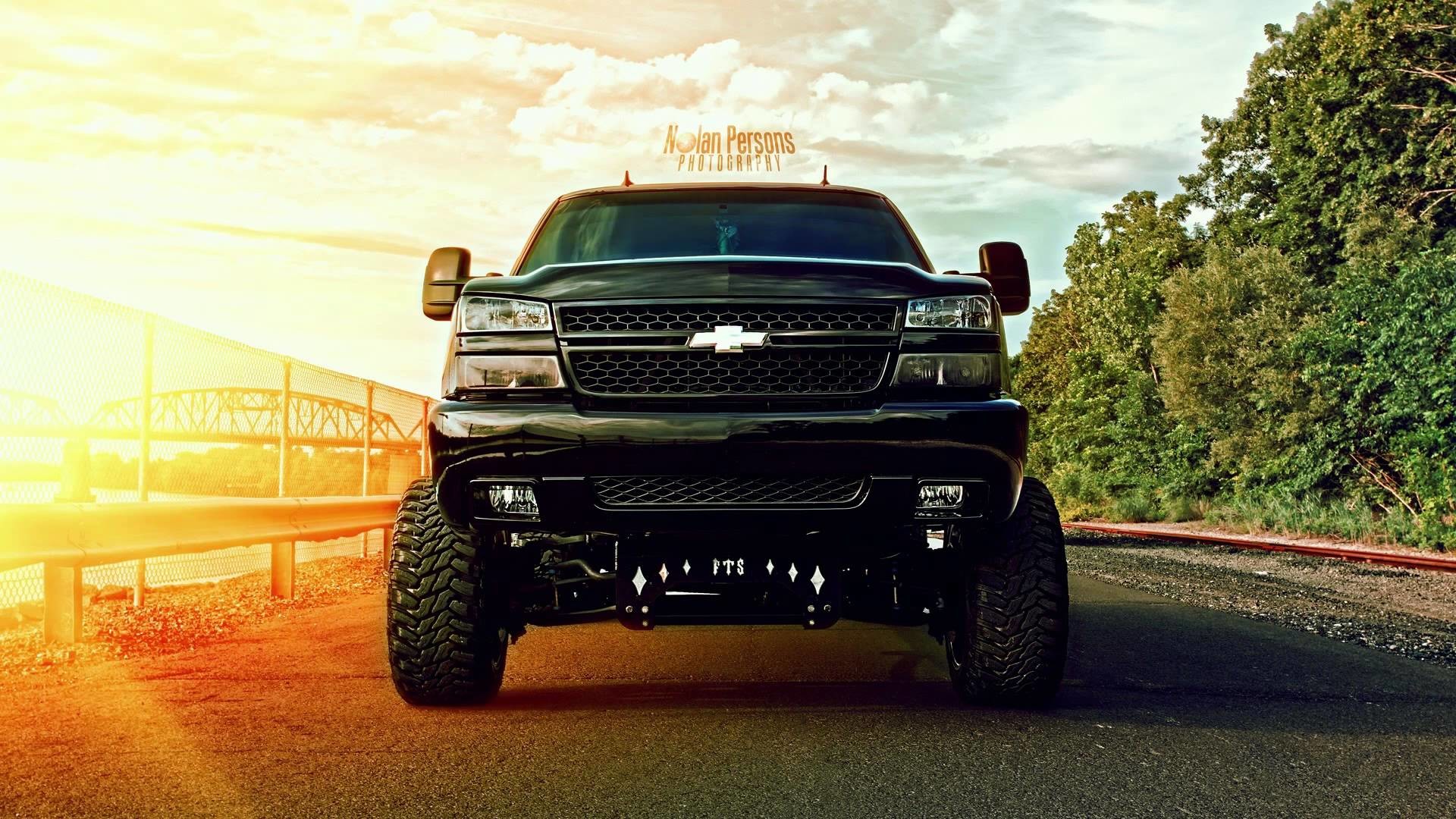 Chevrolet Silverado, Pick-up, Rialzato, Tramonto, Full HD 1080p, sfondo desktop