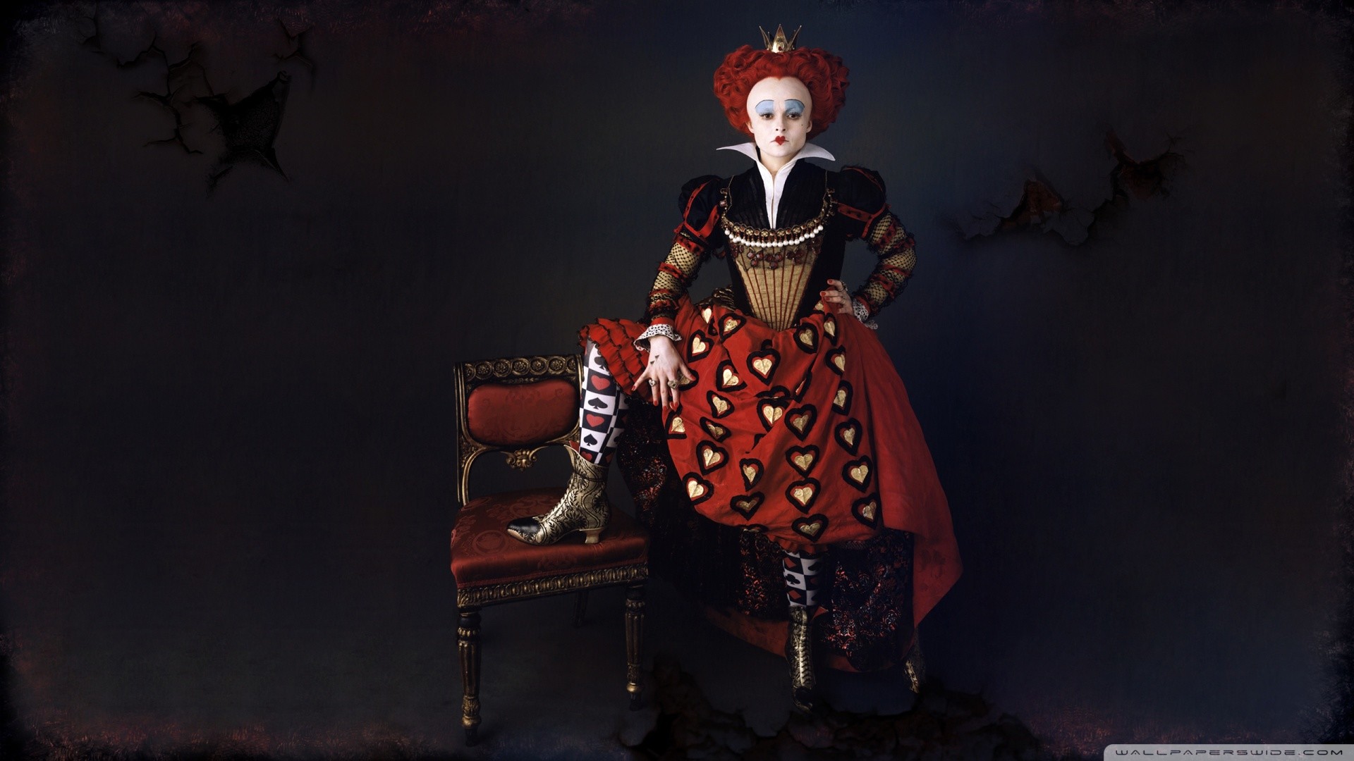 Regina Rossa, Helena Bonham Carter, Alice in Wonderland, Trono, Full HD, sfondo Windows 11