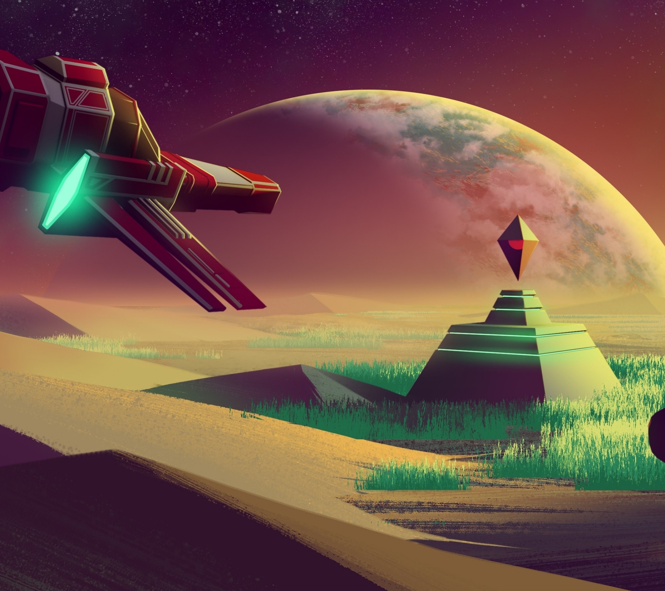 No Man's Sky, Atlas, Piramide, Astronave, Full HD, schermata di blocco iPad