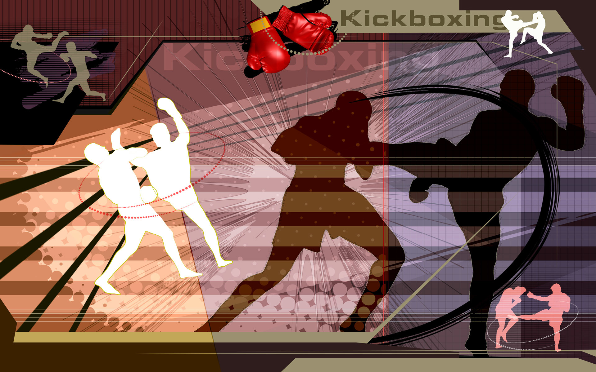 Kickboxing, Illustrazione, Silhouette, Full HD, sfondo desktop