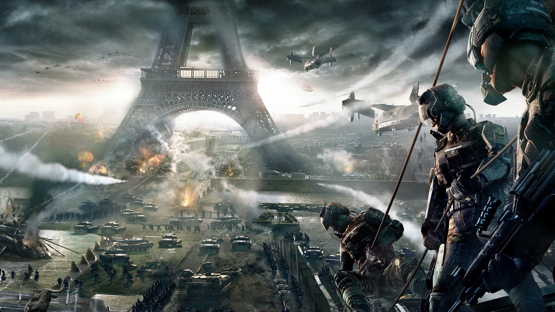 Call of Duty: Modern Warfare 3, Torre Eiffel, Parigi, Battaglia, Soldati, sfondo Full HD per portatile