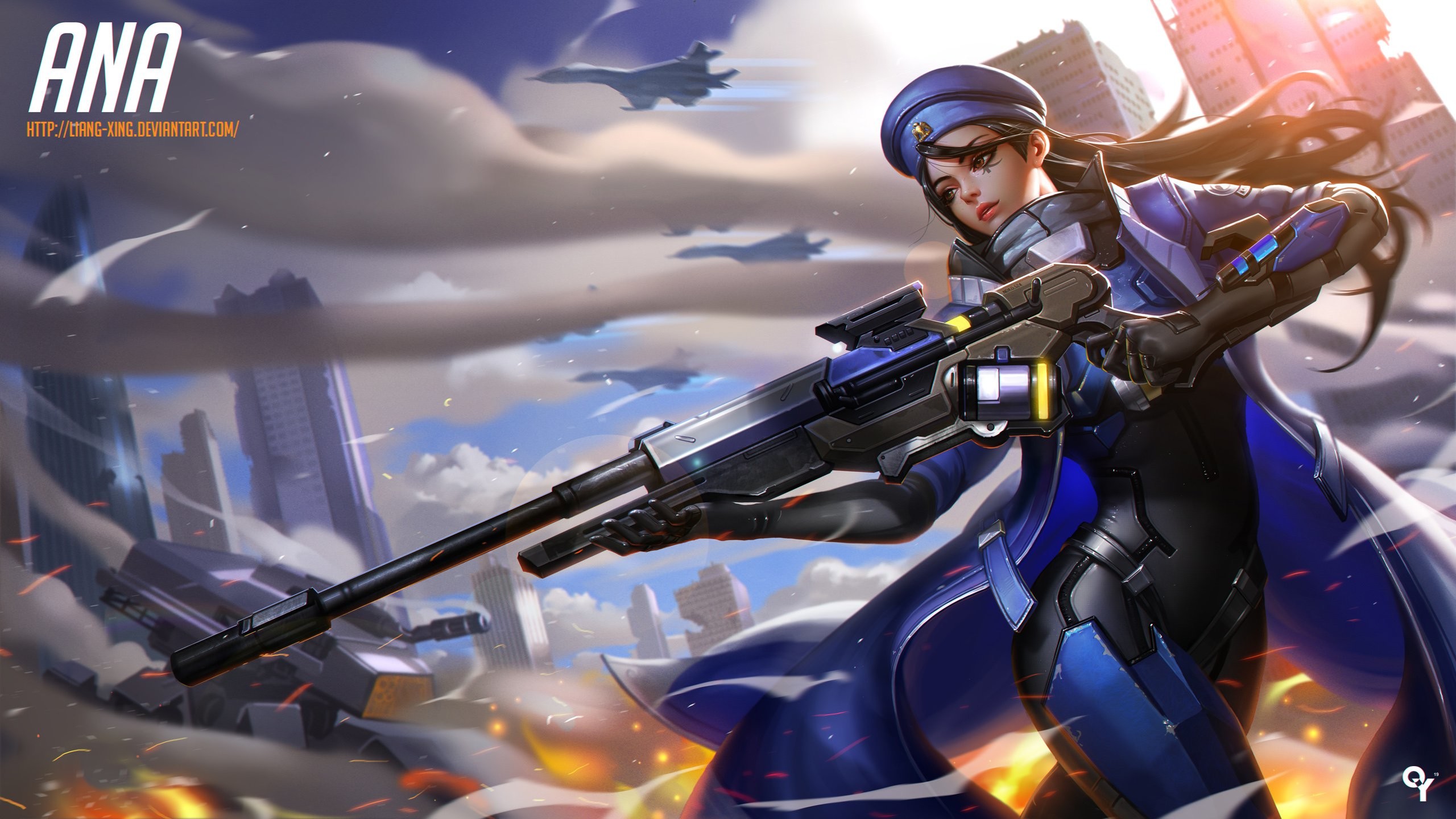Overwatch, Ana, Fucile di precisione, Arte digitale, 2560x1440, immagine di sfondo