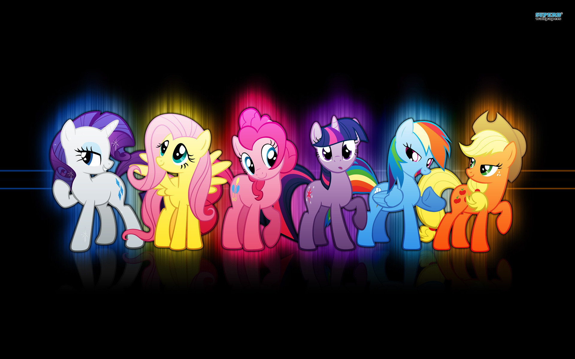 My Little Pony: L'amicizia è magica, Twilight Sparkle, Rainbow Dash, Pinkie Pie, Rarity, Fluttershy, Applejack, sfondo Full HD