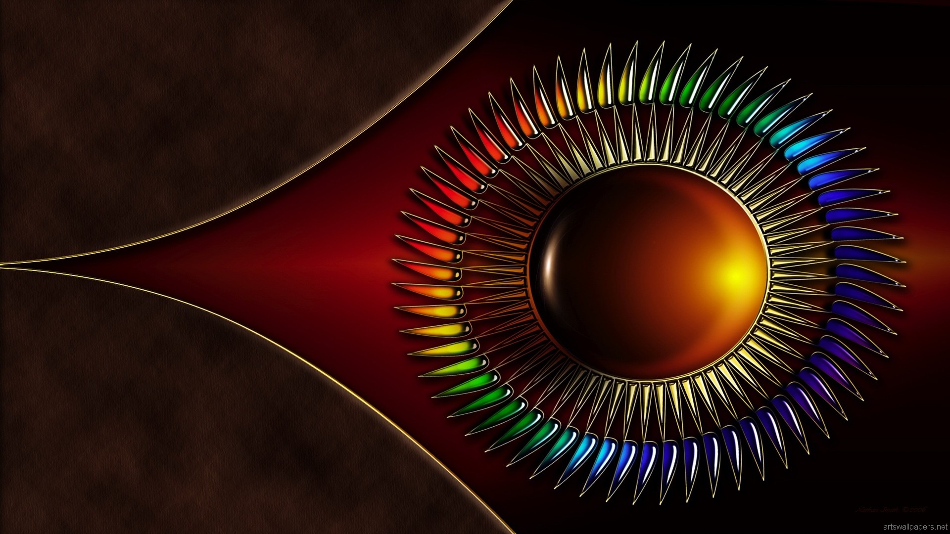 Frattale, Astratto, Sfera, Rosso, sfondo Full HD per desktop