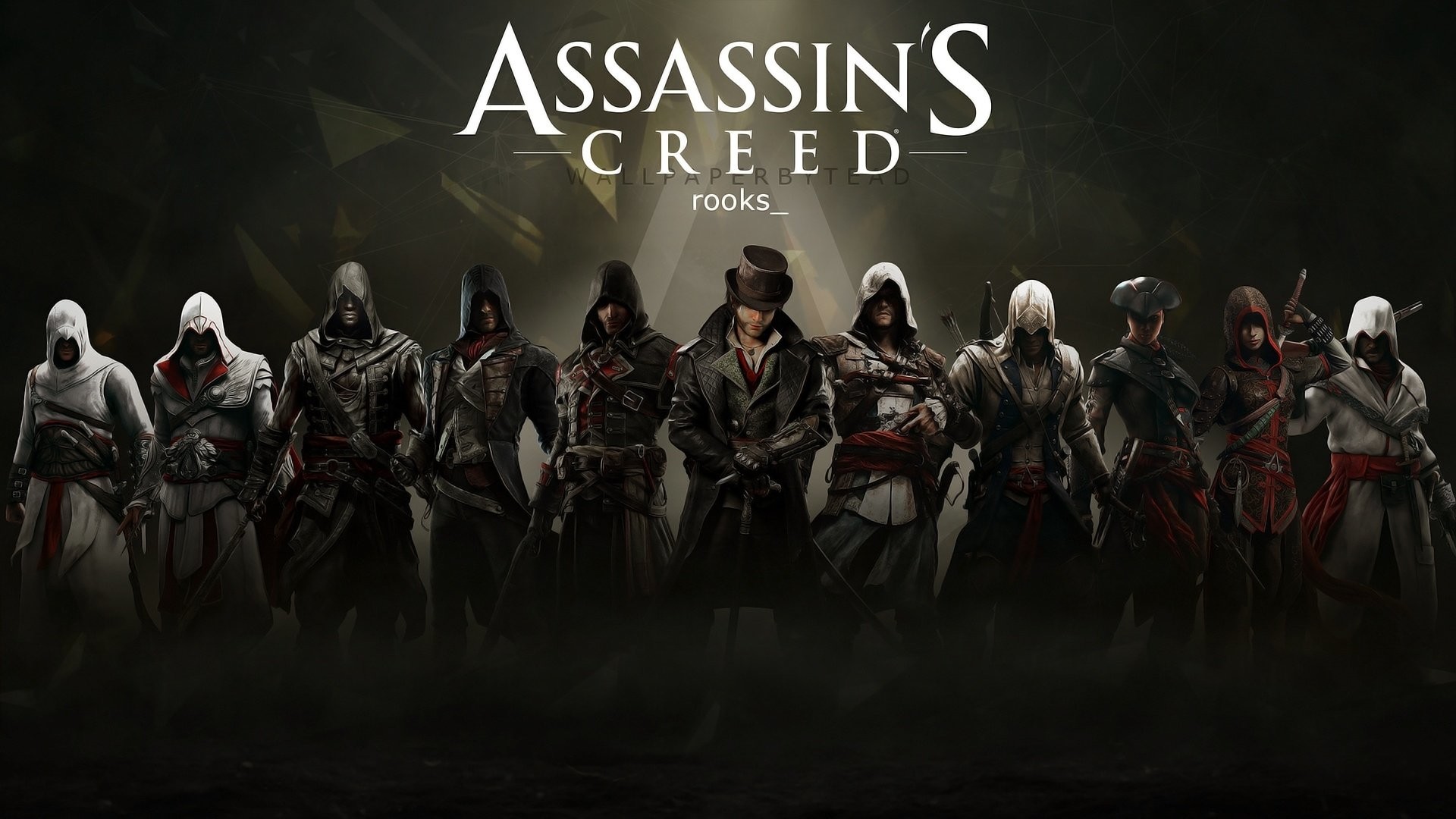 Assassin's Creed, Assassini, Gruppo, Sfondo scuro, Full HD, wallpaper desktop