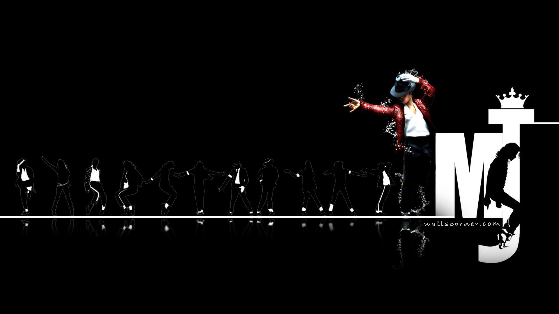 Michael Jackson, Logo MJ, Silhouette, Sfondo nero, Full HD, wallpaper per portatile