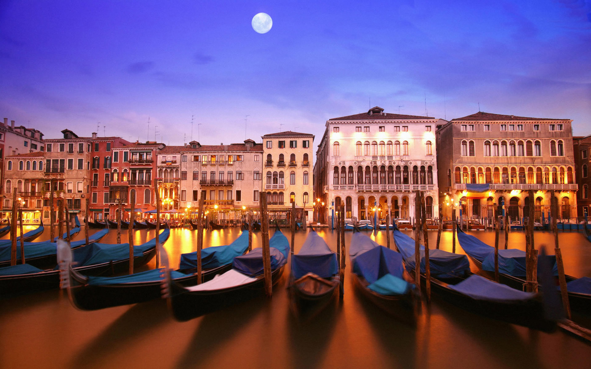 Canal Grande, Venezia, Italia, Gondole, Crepuscolo, 1920x1200, sfondo MacBook Pro