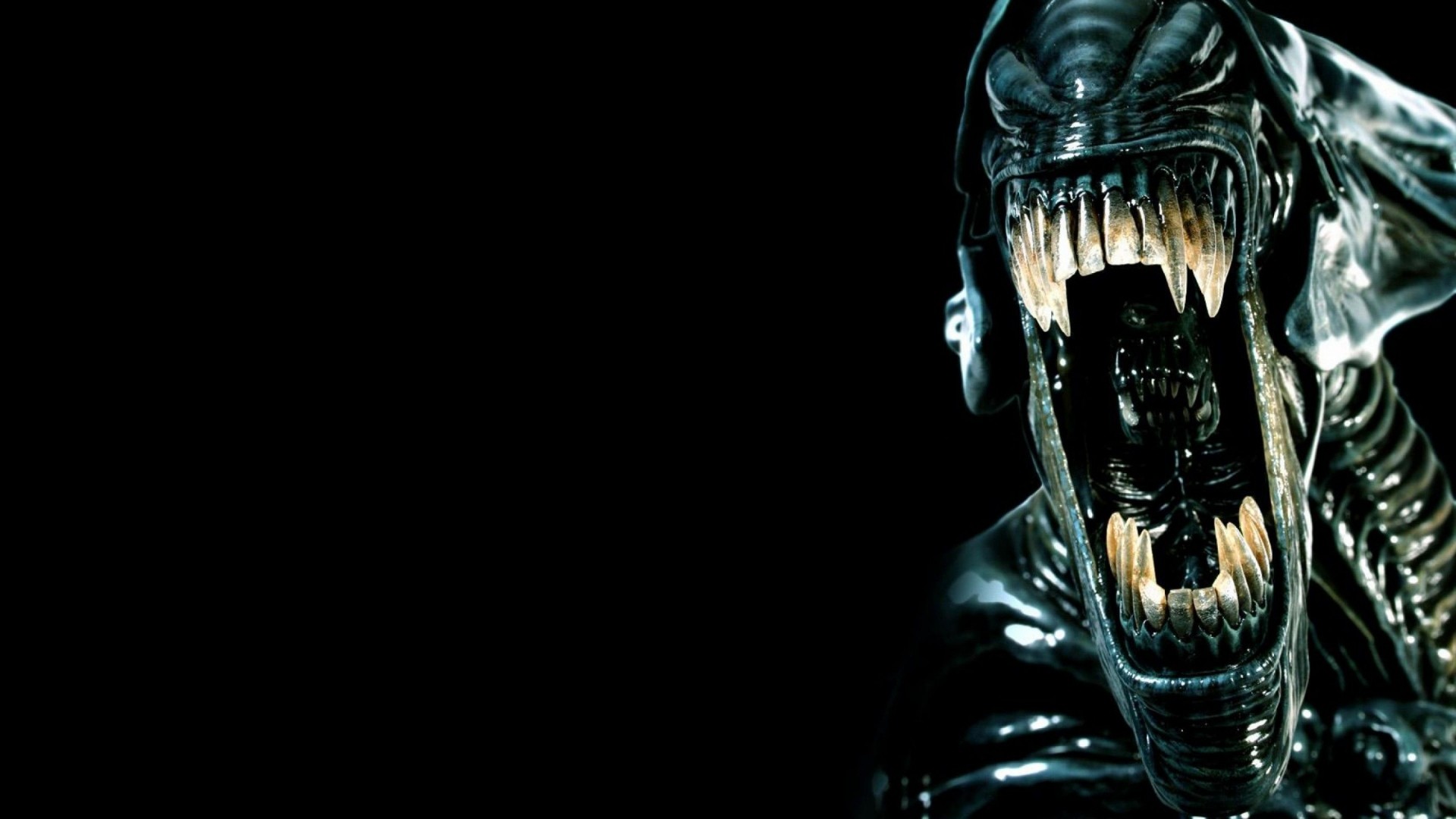 Xenomorfo, Alien, Fauci, Denti, Sfondo nero, 1920x1080, wallpaper desktop