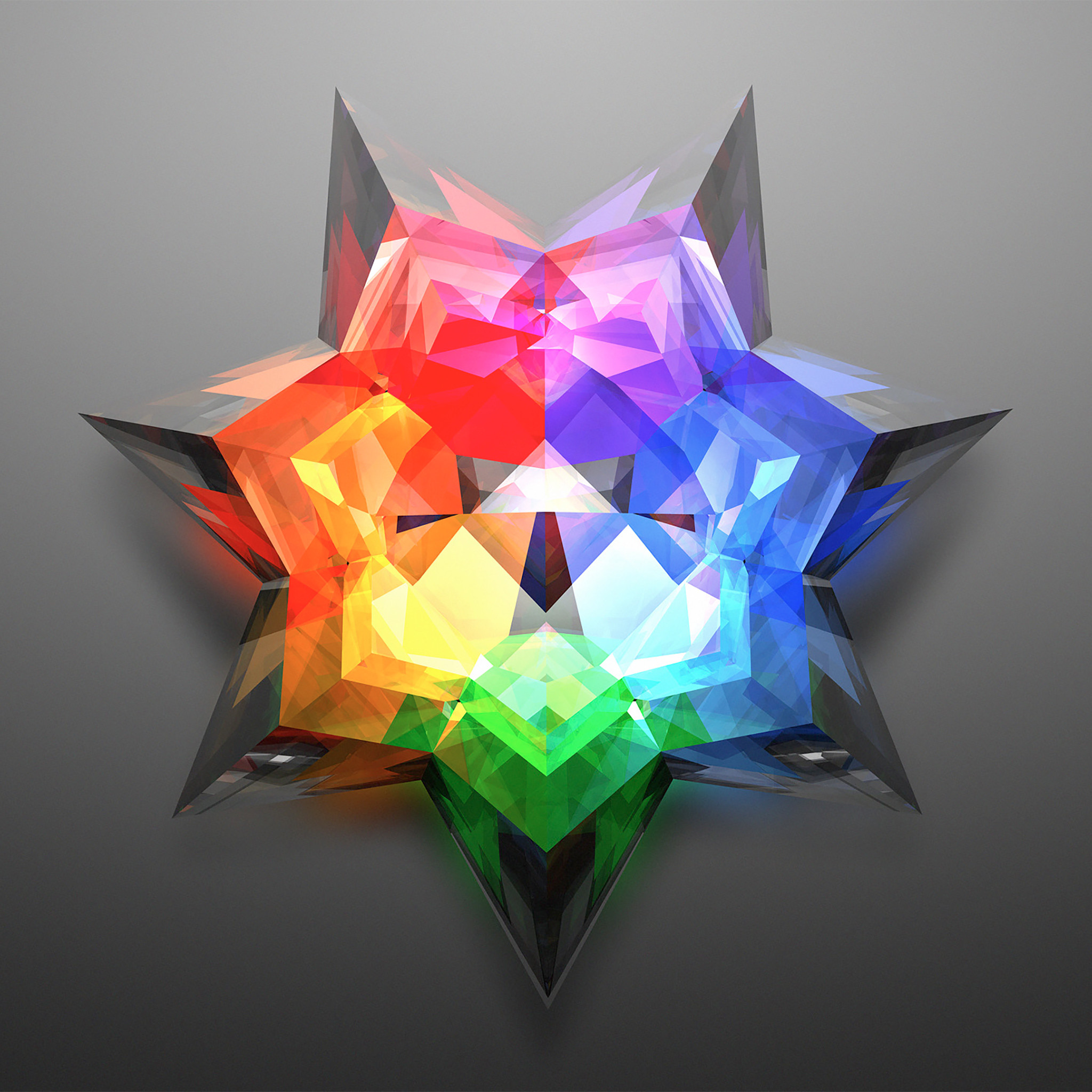 Stella, Arcobaleno, Low poly, Astratto, sfondo per iPad e tablet