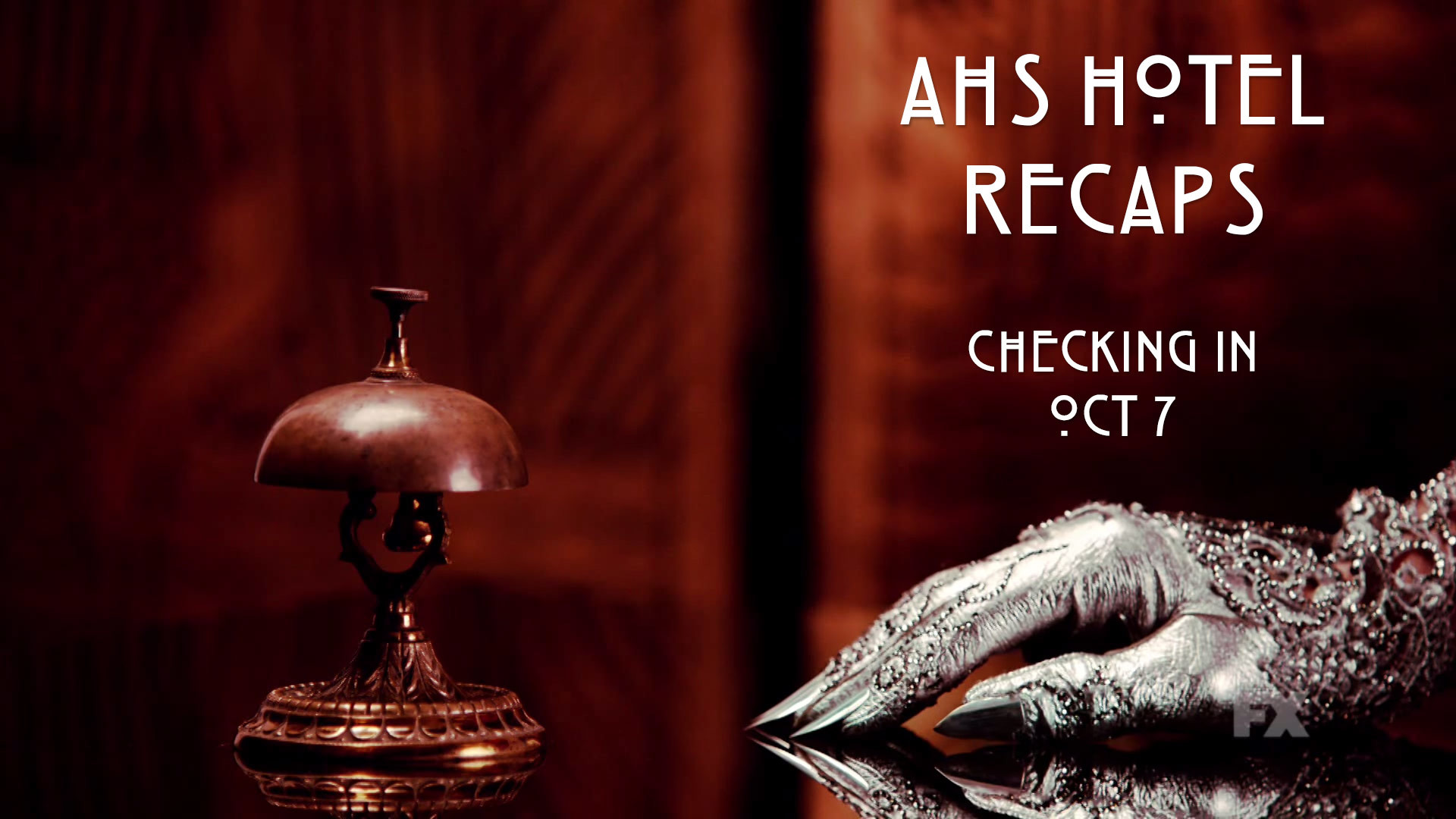 American Horror Story: Hotel, Campanello da reception, Mano artigliata, Sfondo rosso, wallpaper desktop