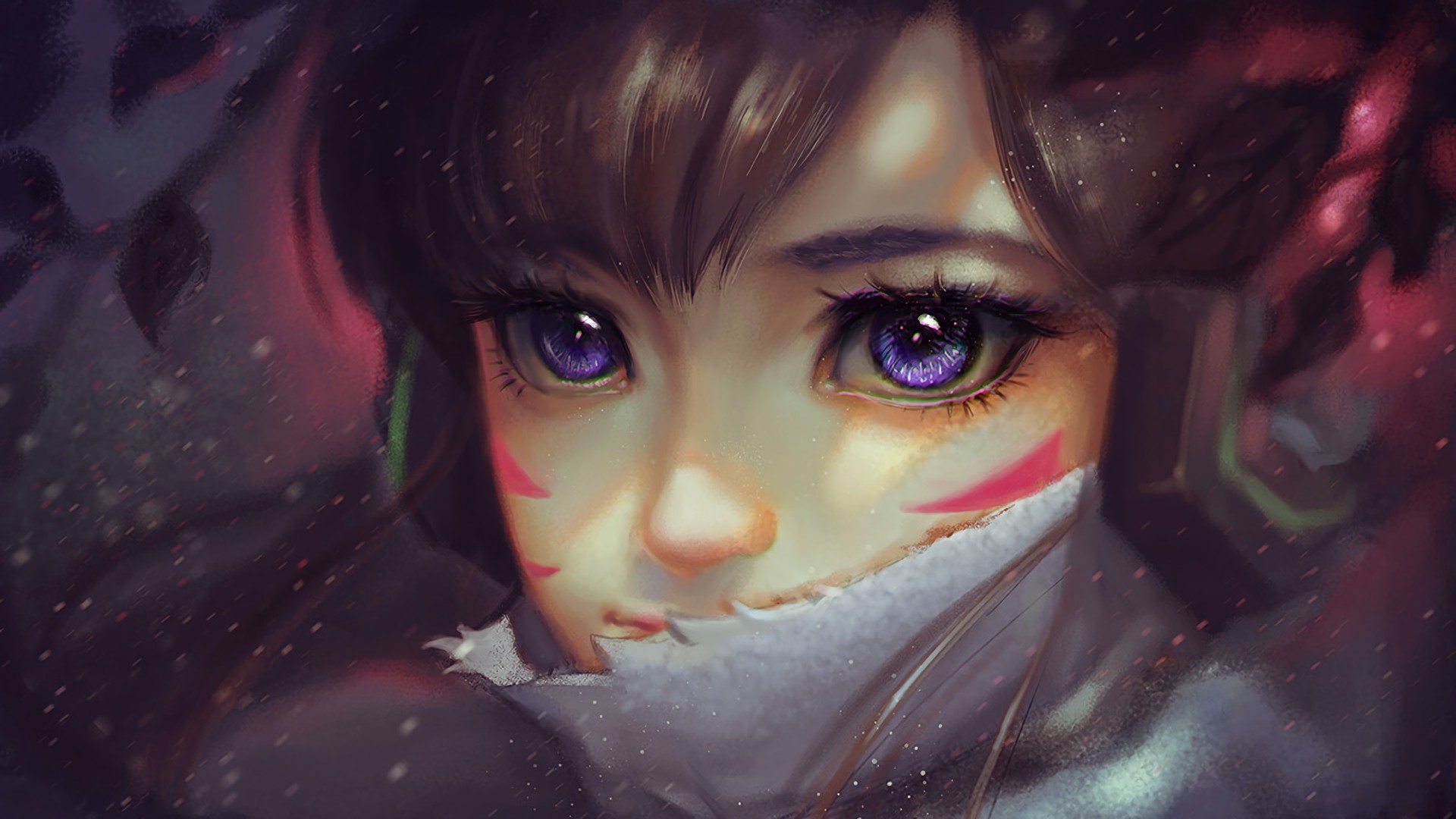 D.Va, Overwatch, Primo piano, Occhi, Pittura digitale, Full HD, sfondo Windows 11