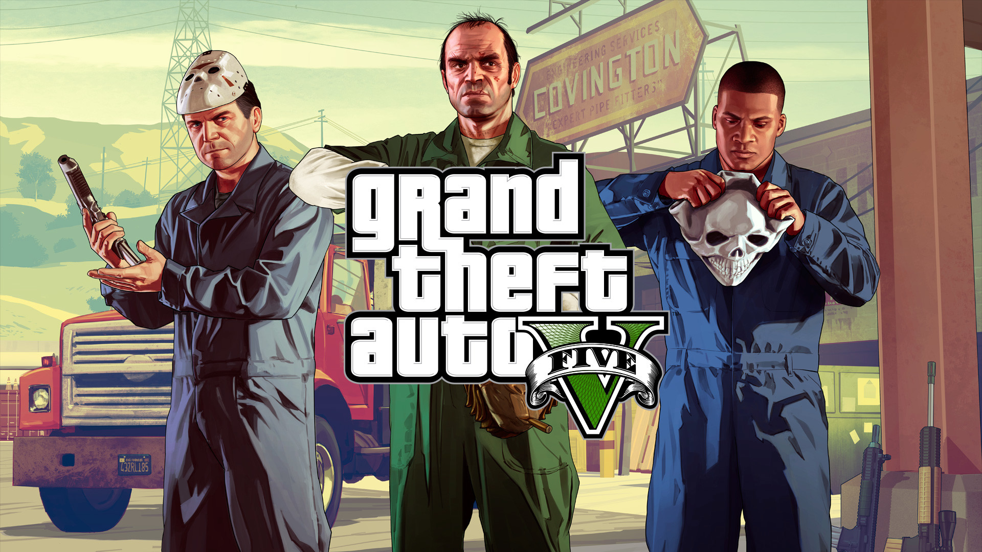 Grand Theft Auto V, Logo, Rapina, Tute da lavoro, Full HD 1080p, sfondo desktop