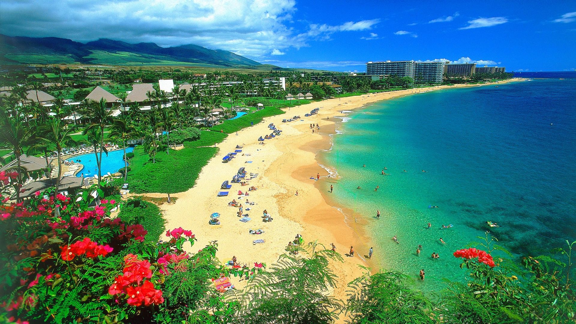 Kaanapali Beach, Maui, Hawaii, Resort, Spiaggia, 1920x1080, immagine di sfondo