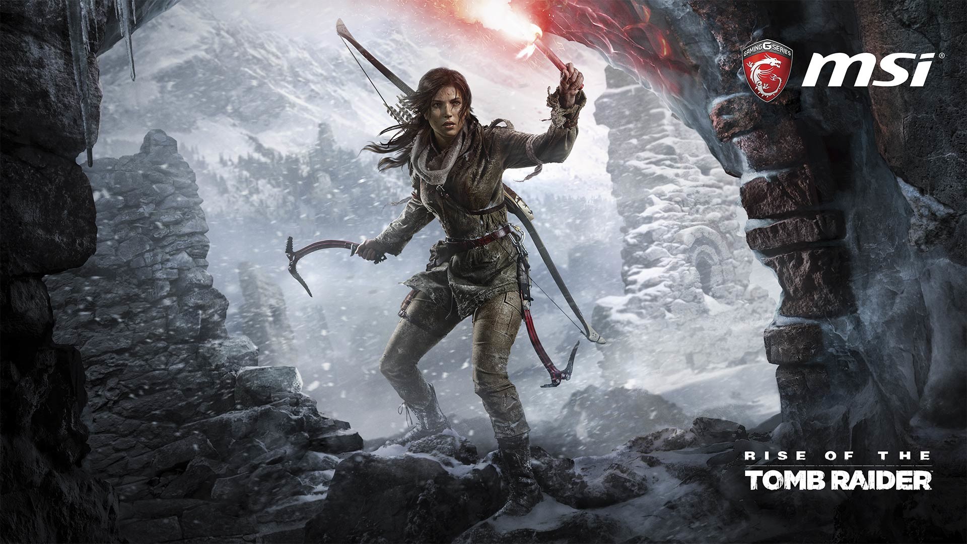Rise of the Tomb Raider, Lara Croft, MSI, Neve, Arco, sfondo PC