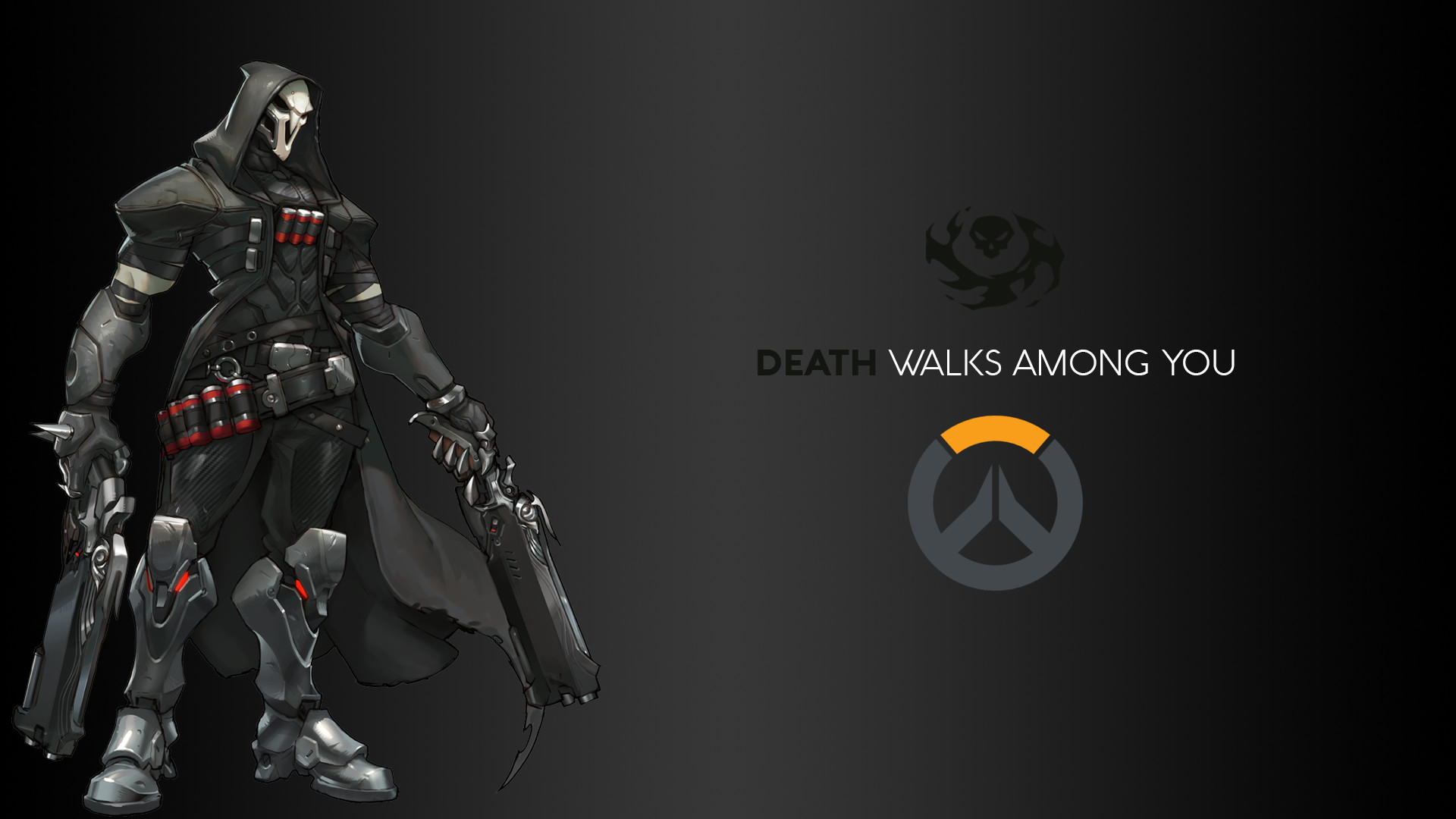 Reaper, Overwatch, Death Walks Among You, Sfondo nero, Full HD, wallpaper per portatile