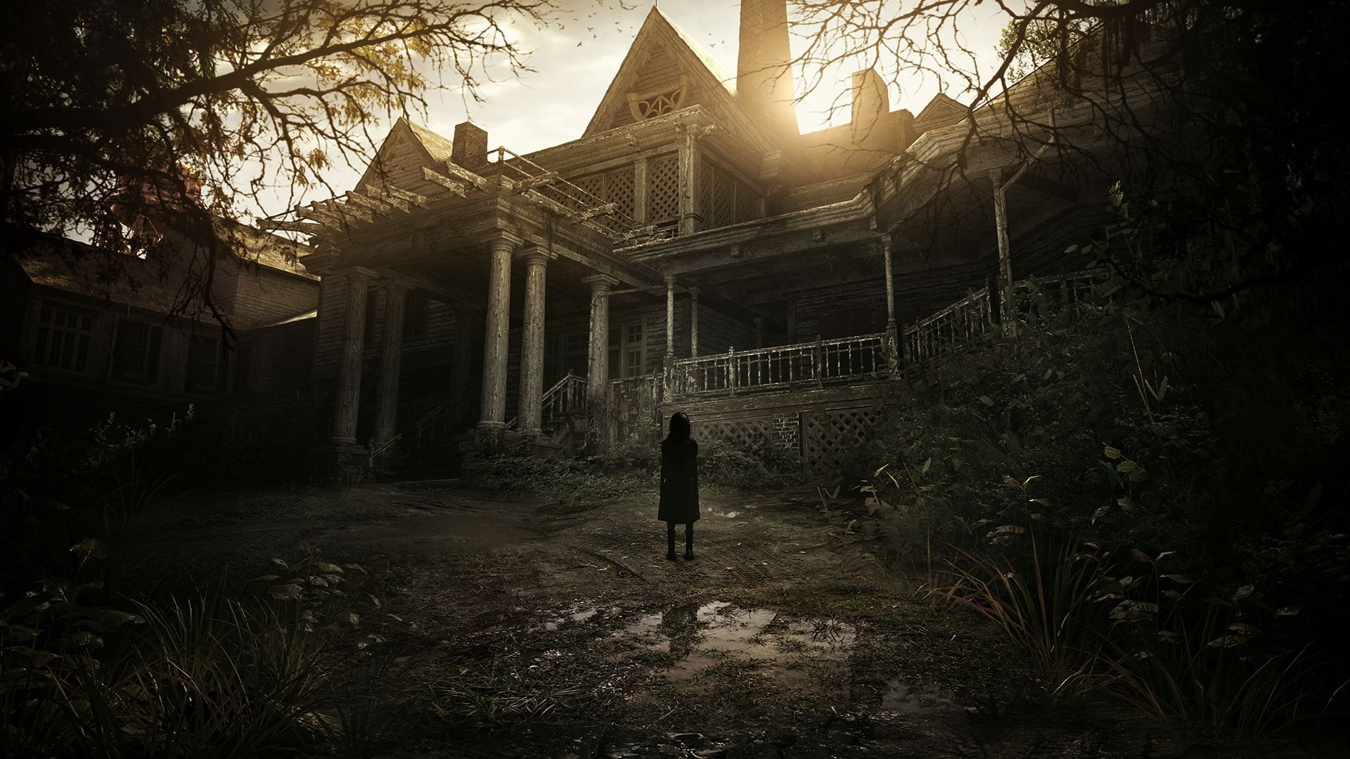 Resident Evil 7: Biohazard, Villa Baker, Palude, Tramonto, Horror, sfondo Full HD per portatile