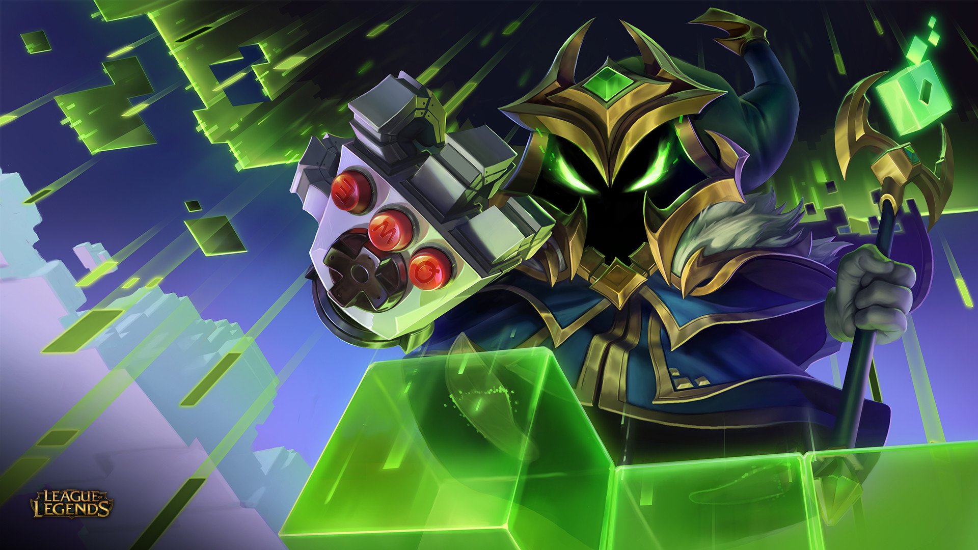 Veigar, League of Legends, Cubi verdi, Splash art, Full HD 1080p, sfondo desktop