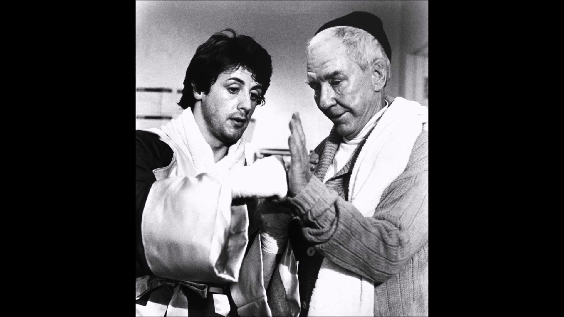 Rocky Balboa, Mickey Goldmill, Sylvester Stallone, Burgess Meredith, Bianco e nero, sfondo per PC