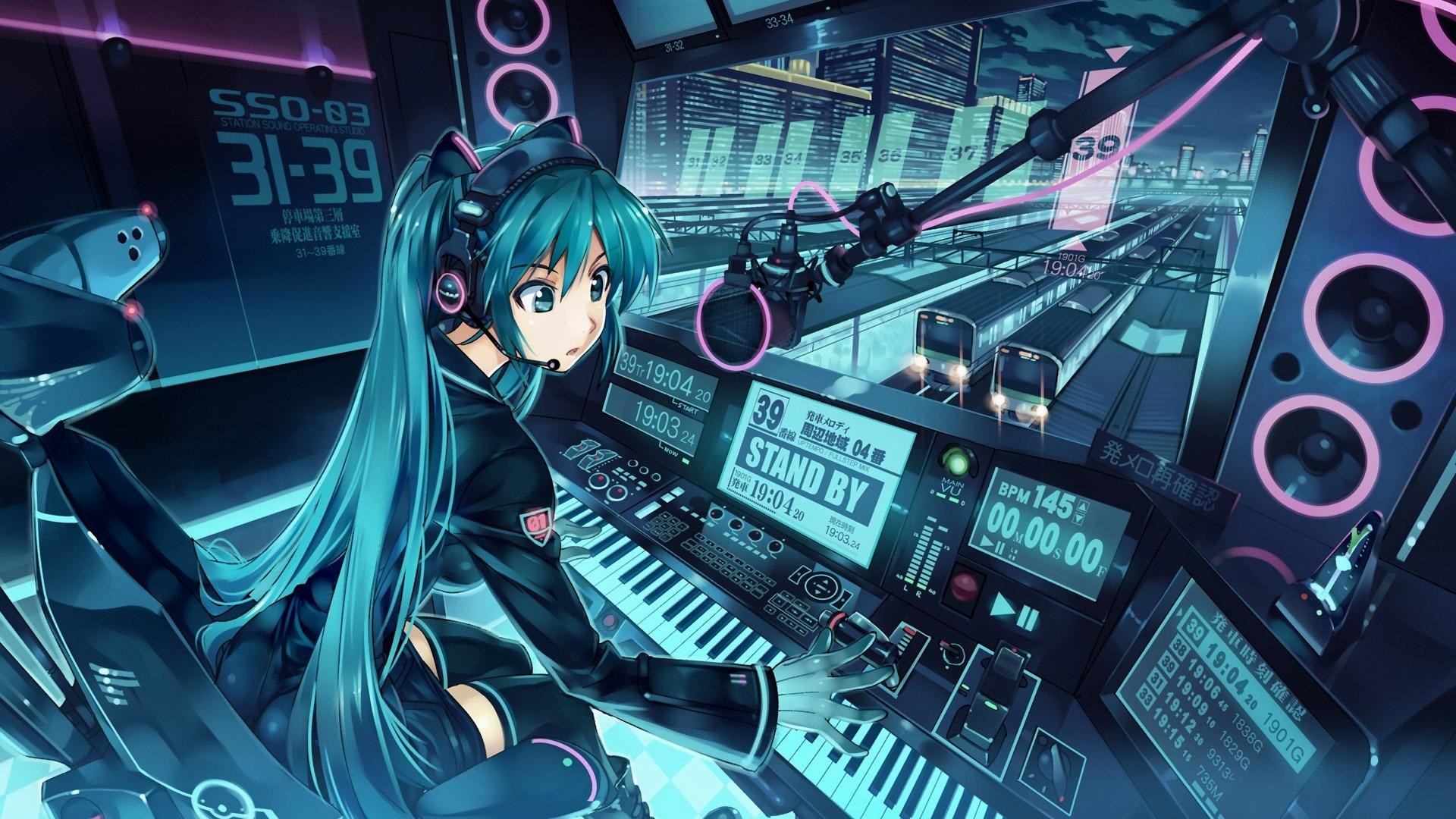 Hatsune Miku, Vocaloid, Studio di registrazione, Sintetizzatore, sfondo per portatile