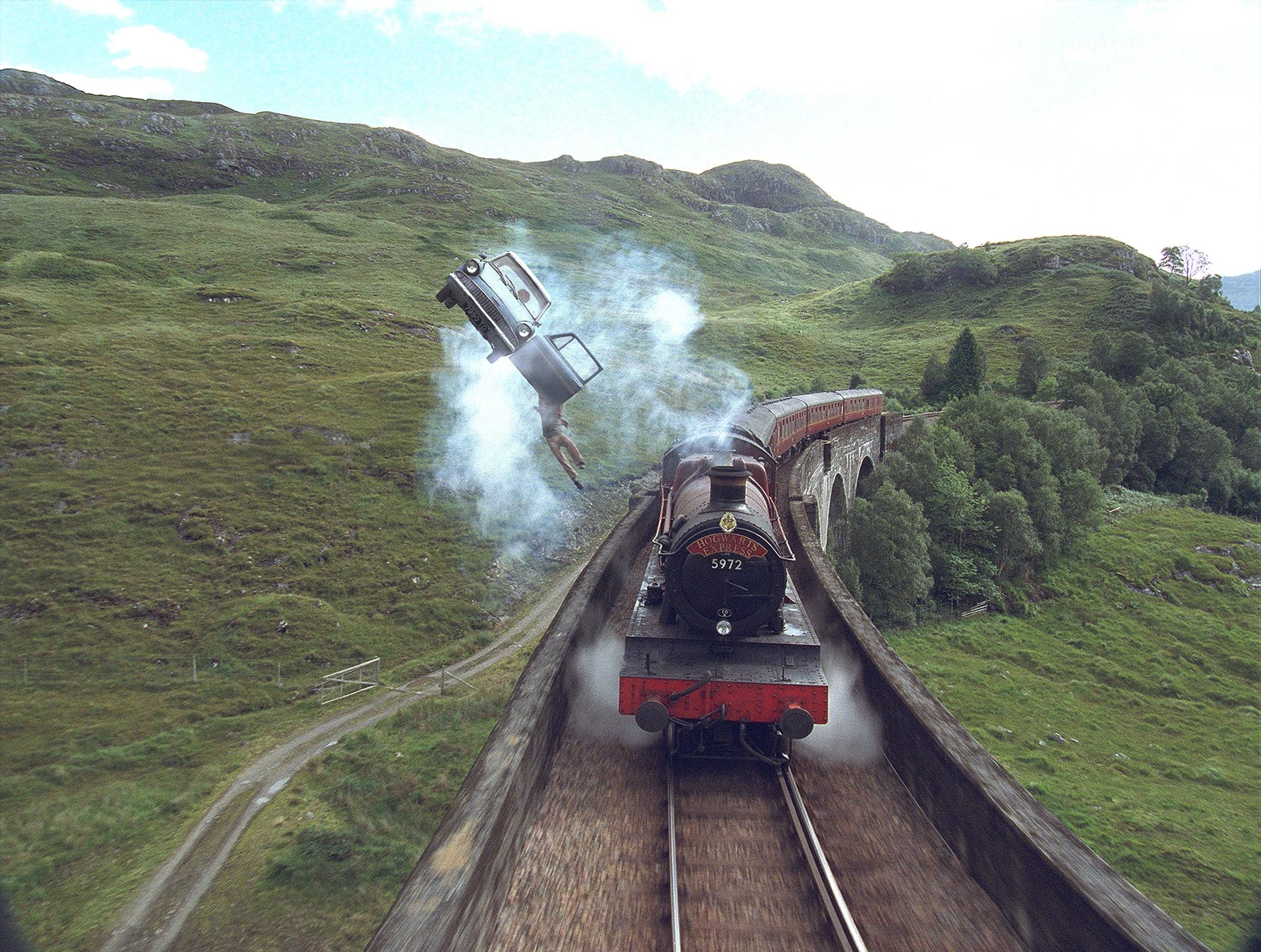 Espresso per Hogwarts, Ford Anglia volante, Viadotto di Glenfinnan, Harry Potter, sfondo per tablet