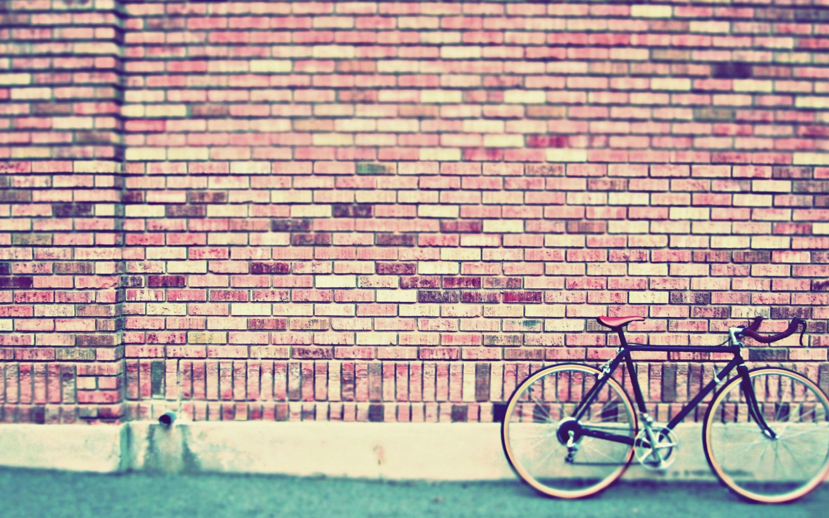 Bicicletta da corsa, Muro di mattoni, Stile vintage, Hipster, Strada, sfondo desktop 2880x1800