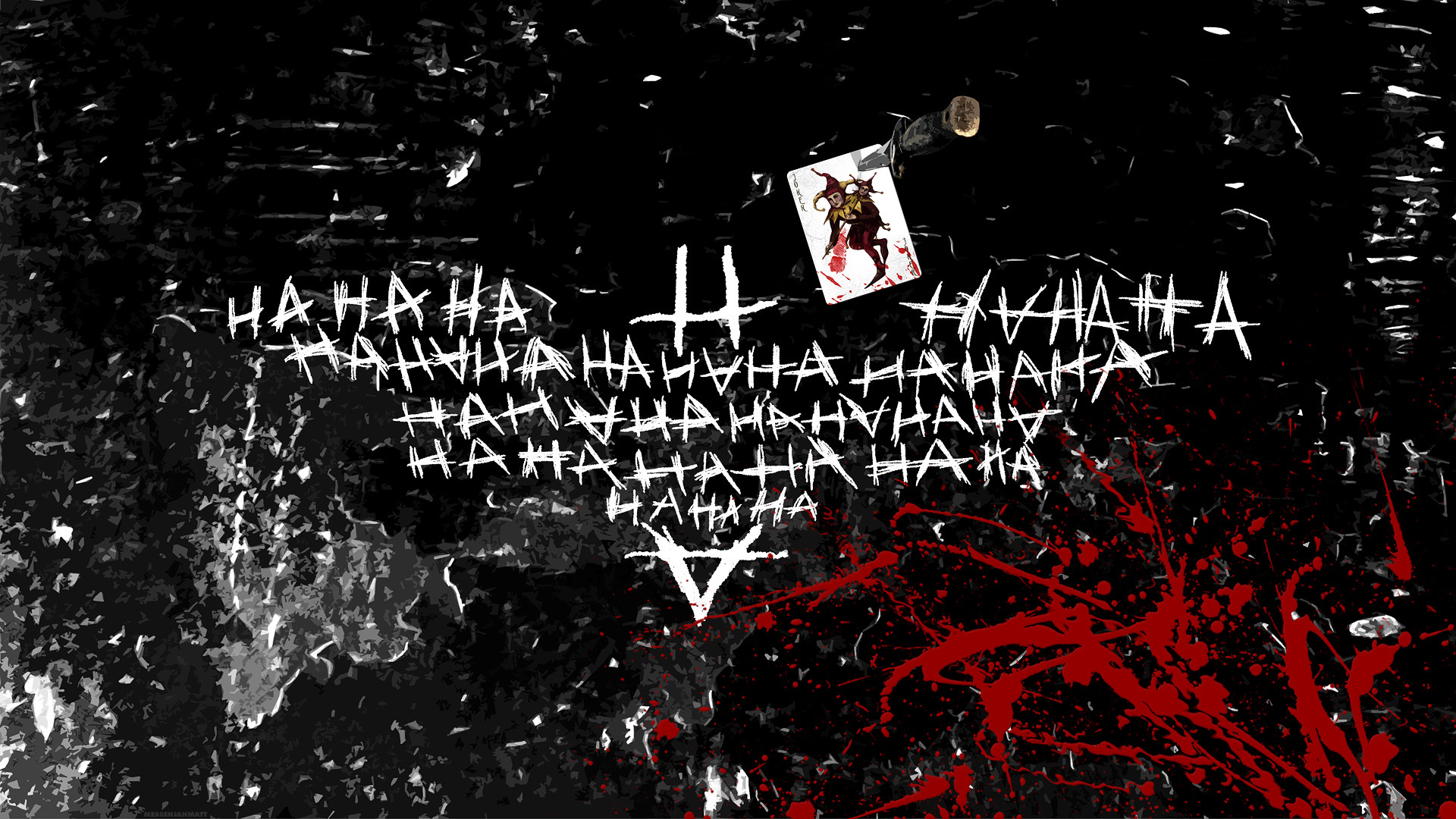 Joker, HAHAHA, Carta del Joker, Grunge, Bianco e nero, Full HD, sfondo per portatile