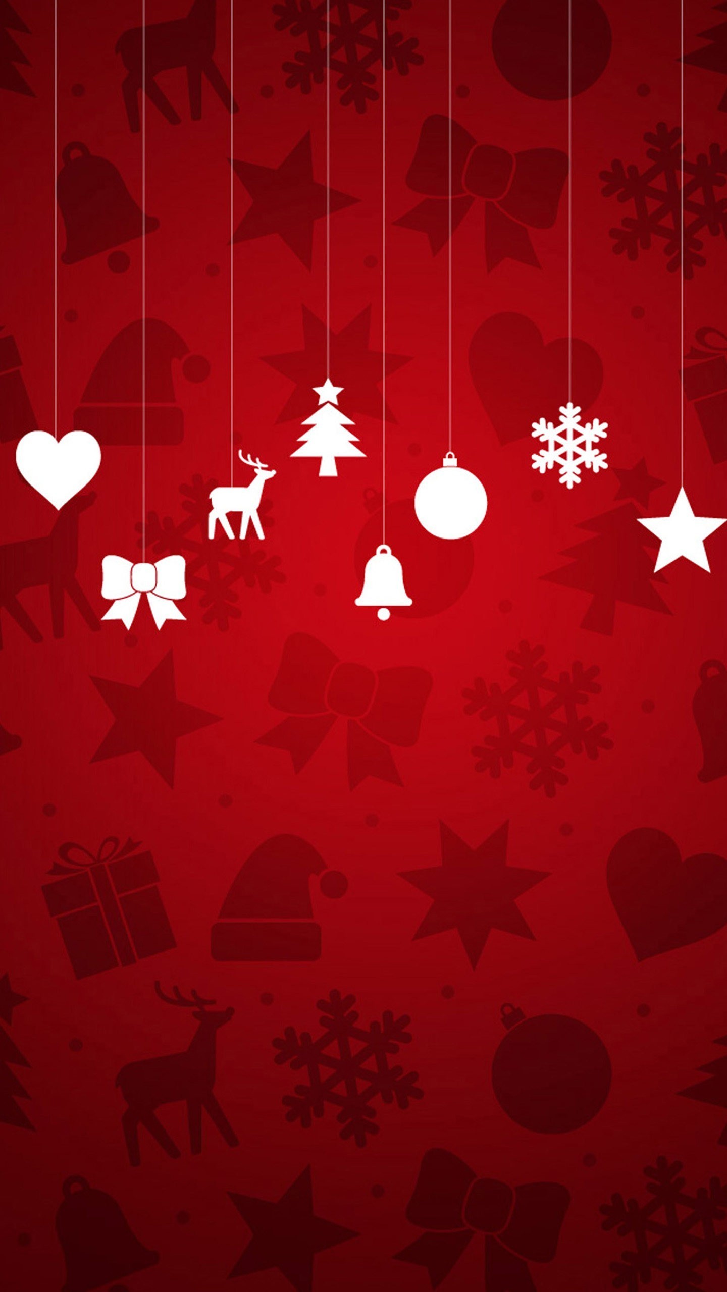 Natale, Decorazioni, Sfondo rosso, Renne, QHD+, schermata di blocco LG G5