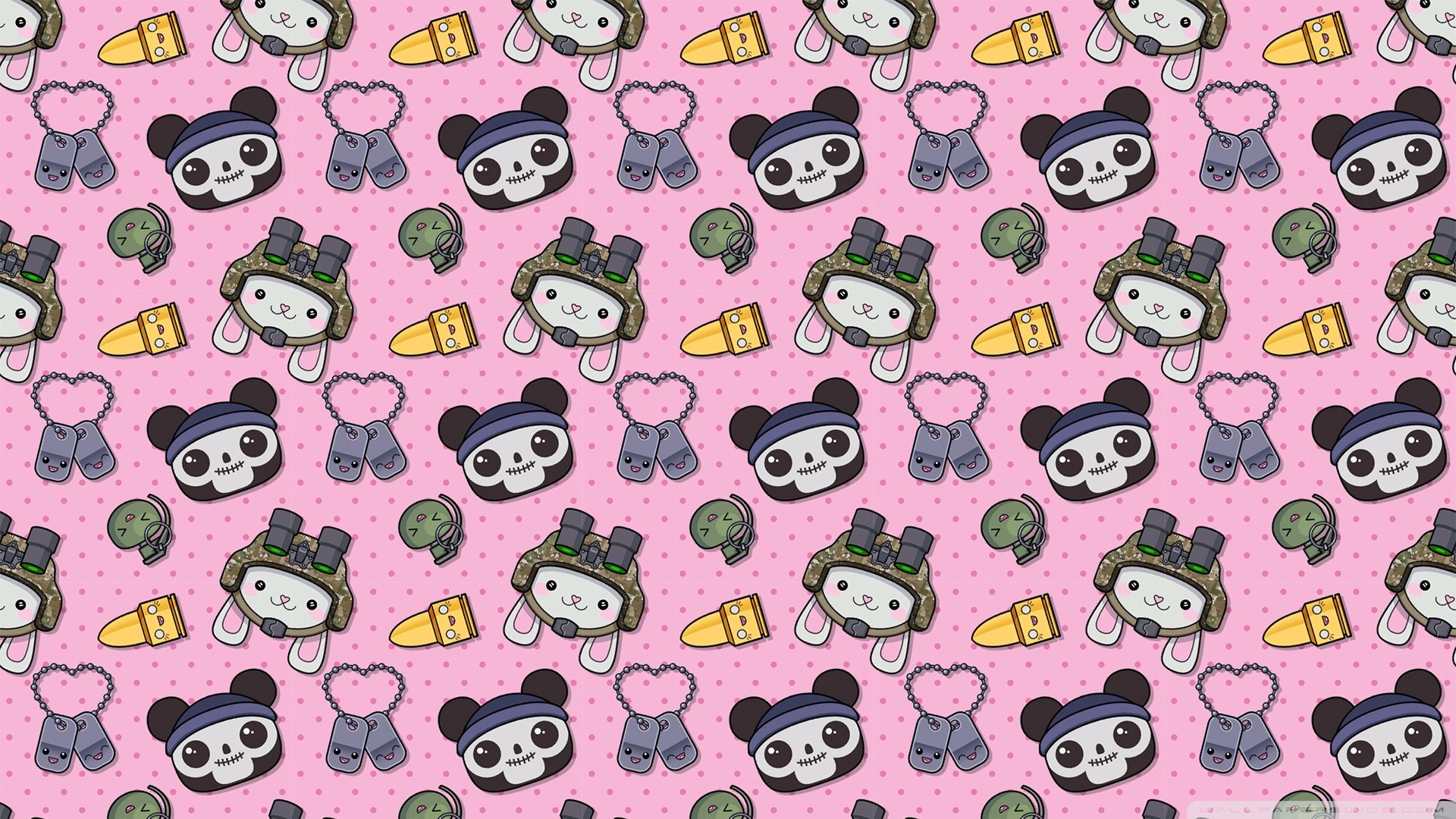 Panda, Kawaii, Motivo, Sfondo rosa, 16:9 Full HD, wallpaper widescreen