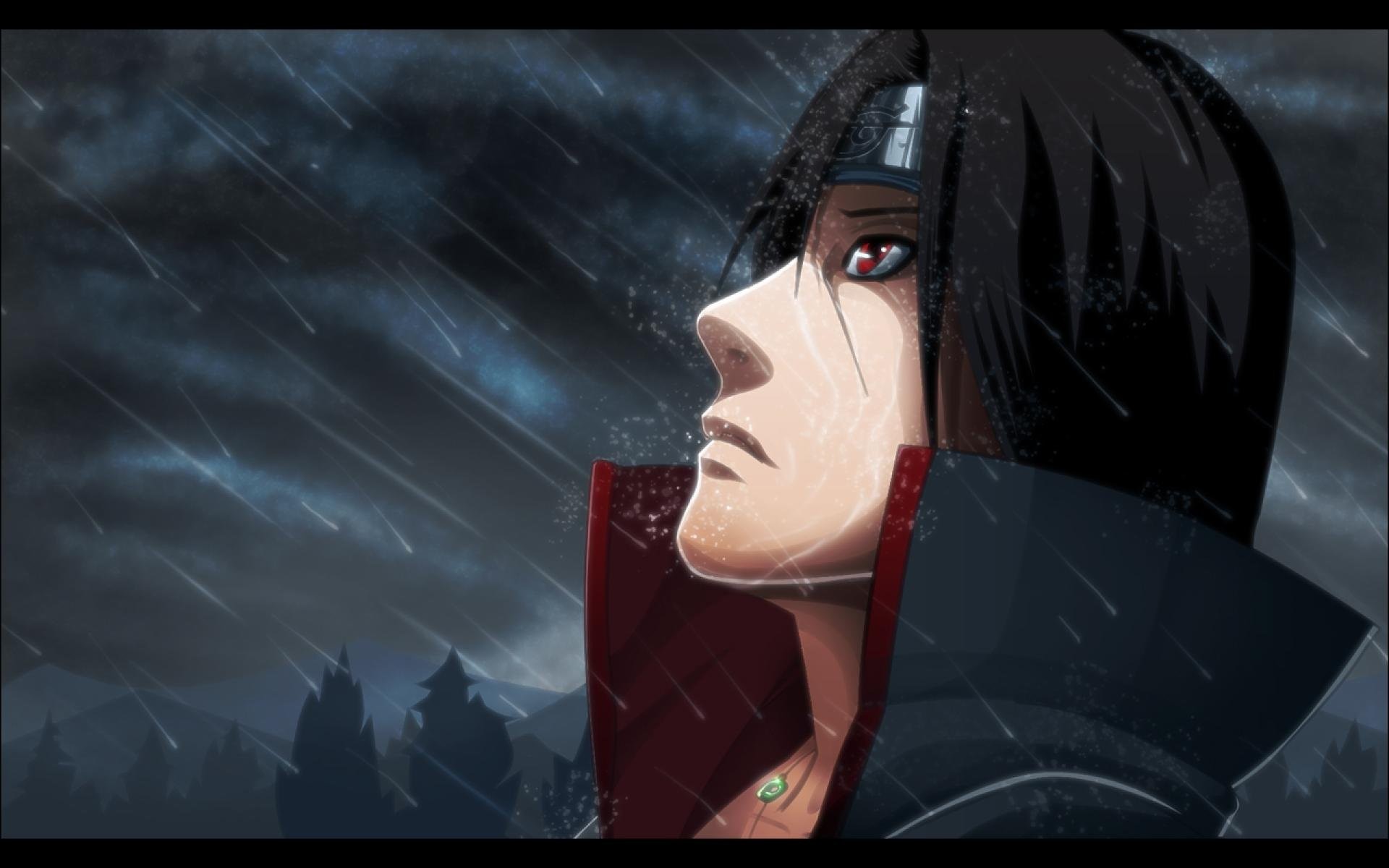 Itachi Uchiha, Naruto Shippuden, Pioggia, Profilo, 1920x1200, sfondo MacBook Pro