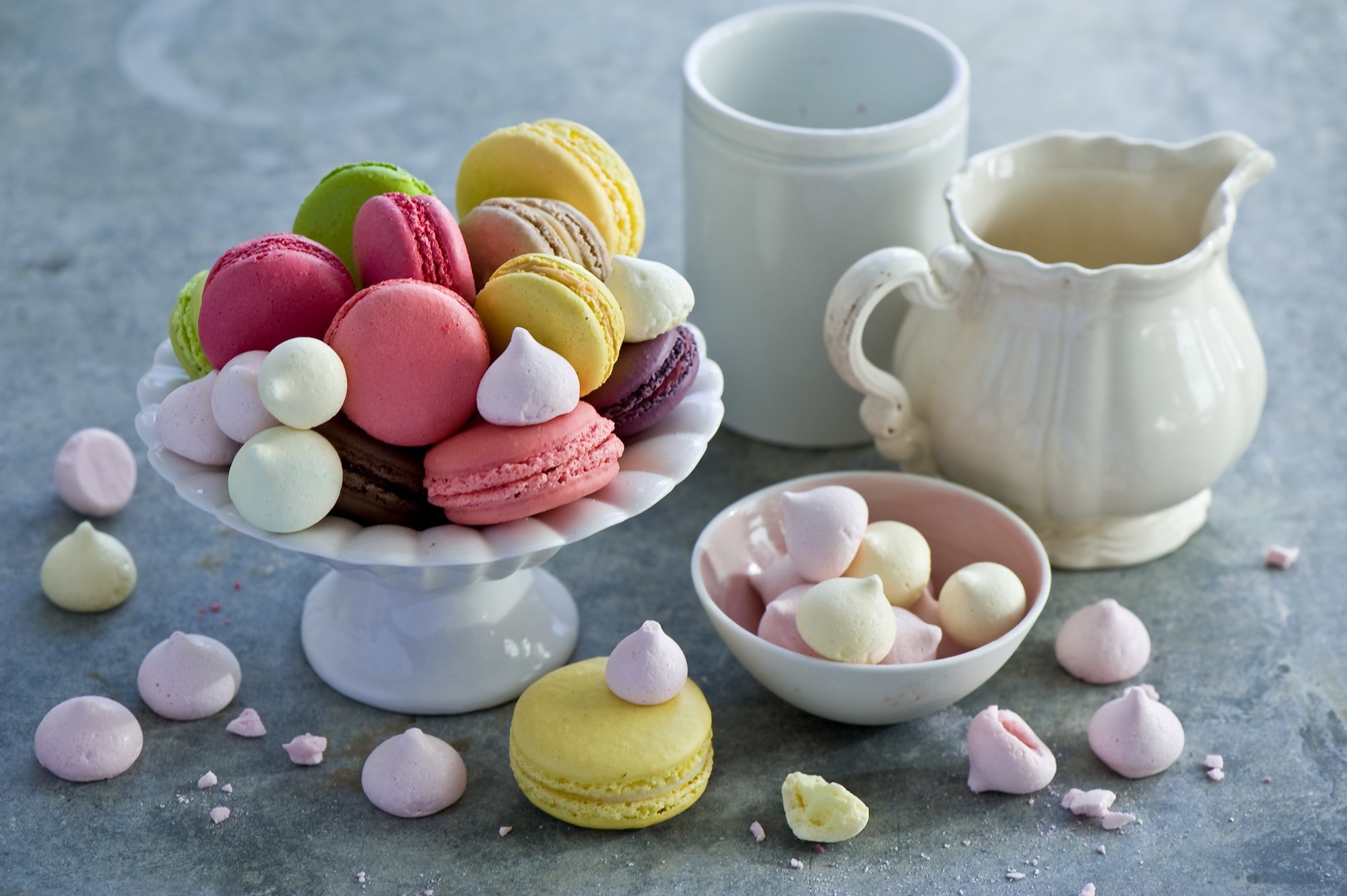 Macarons, Meringhe, Brocca, Colori pastello, Full HD, sfondo Windows 11