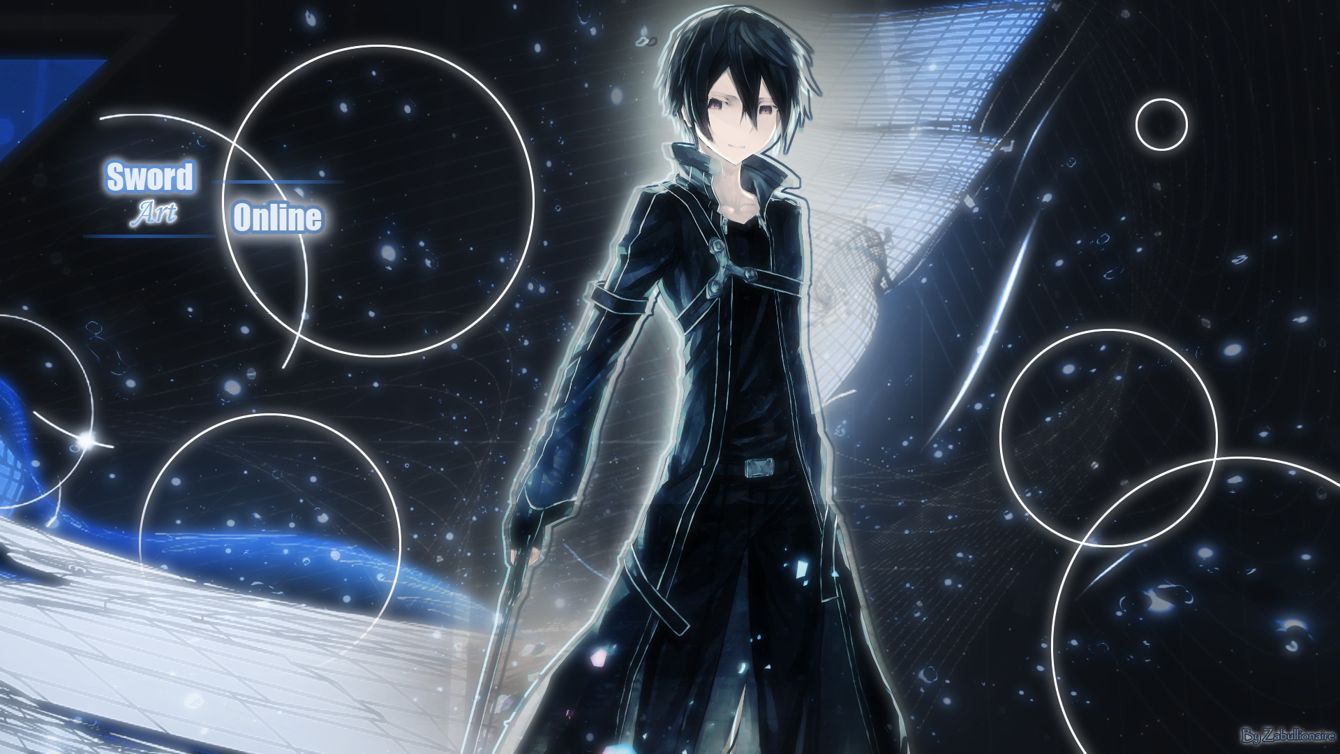 Kirito, Sword Art Online, Cerchi, Spazio, Full HD, sfondo per portatile