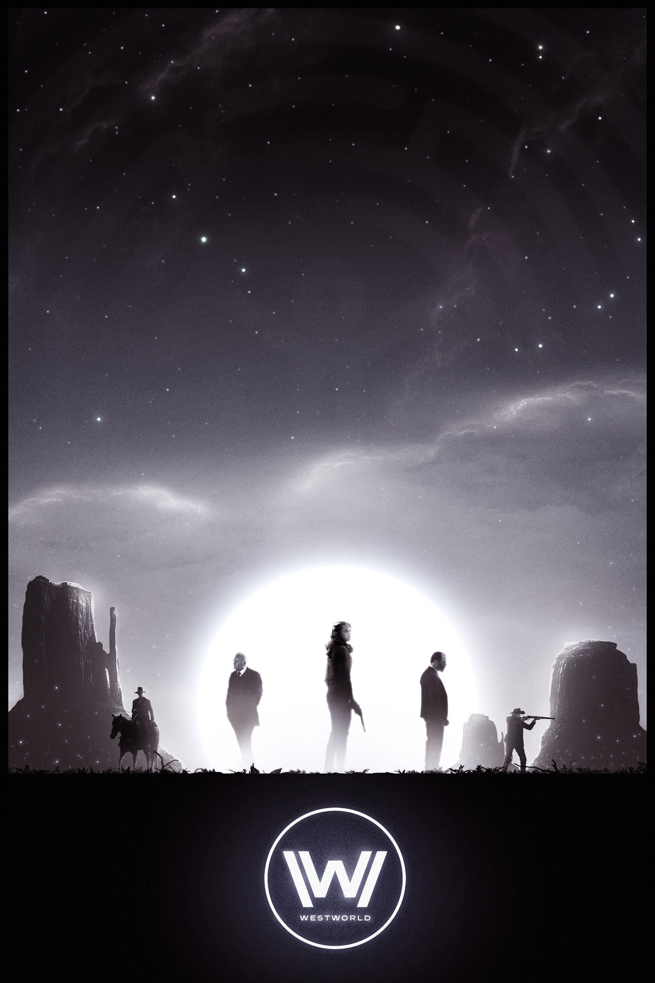 Westworld, Silhouette, Locandina, Notte stellata, Full HD, sfondo verticale per cellulare