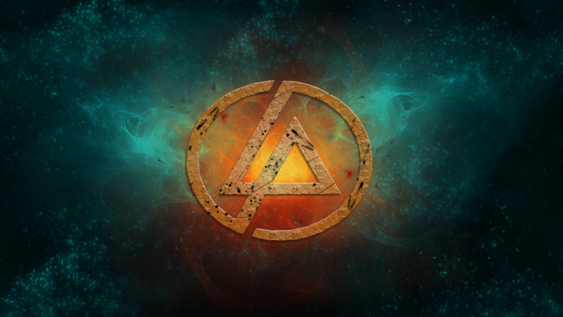 Logo Linkin Park, Linkin Park, Arancione, Verde acqua, Full HD, sfondo per PC