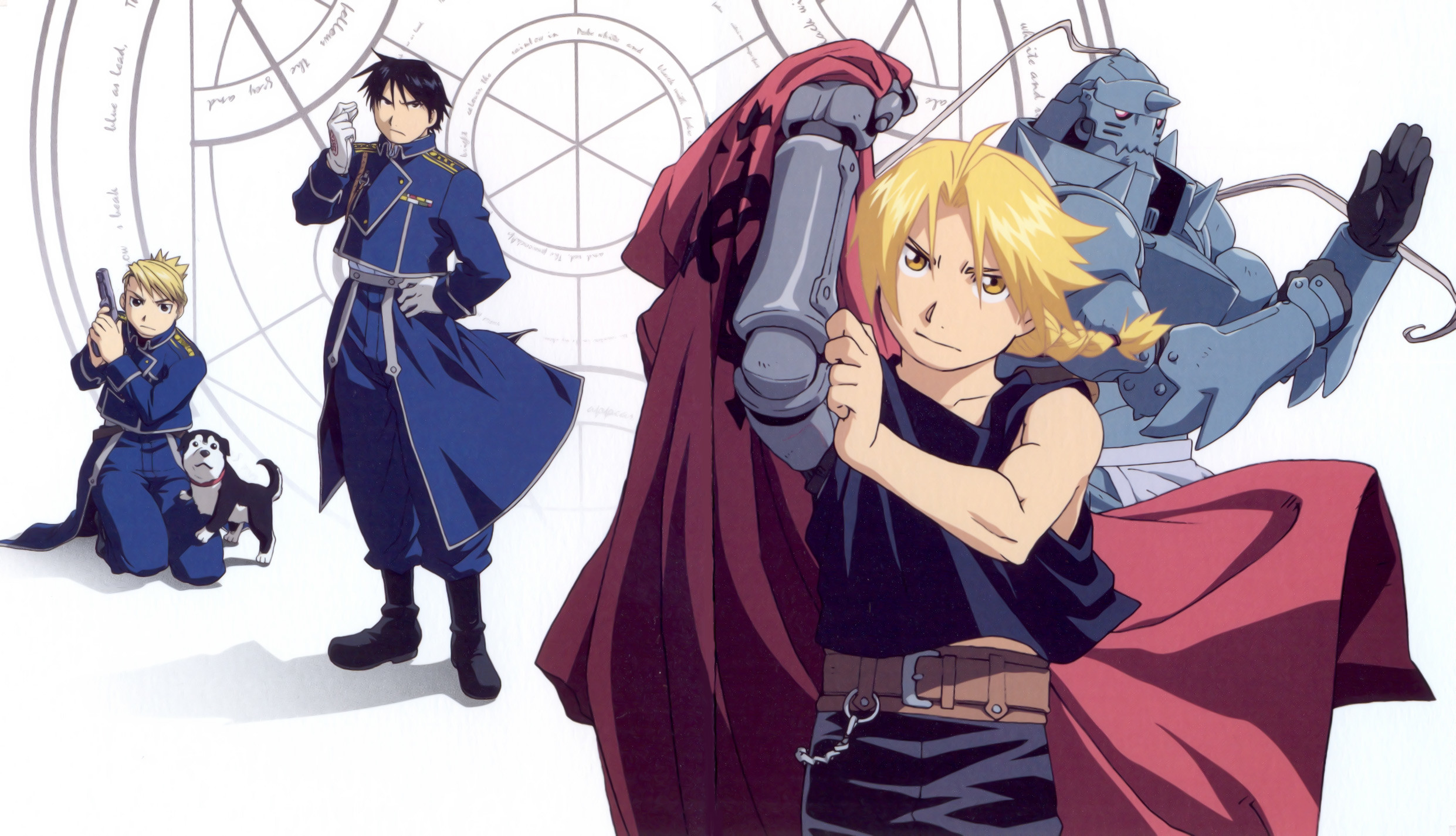 Edward Elric, Alphonse Elric, Roy Mustang, Riza Hawkeye, Black Hayate, Fullmetal Alchemist: Brotherhood, immagine di sfondo