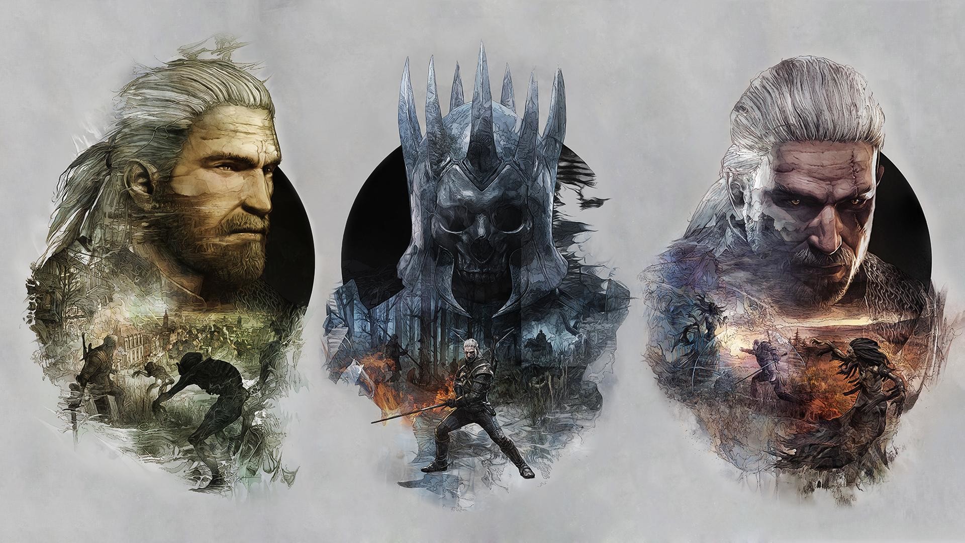 Vesemir, Eredin, Geralt di Rivia, The Witcher 3: Wild Hunt, Doppia esposizione, immagine di sfondo