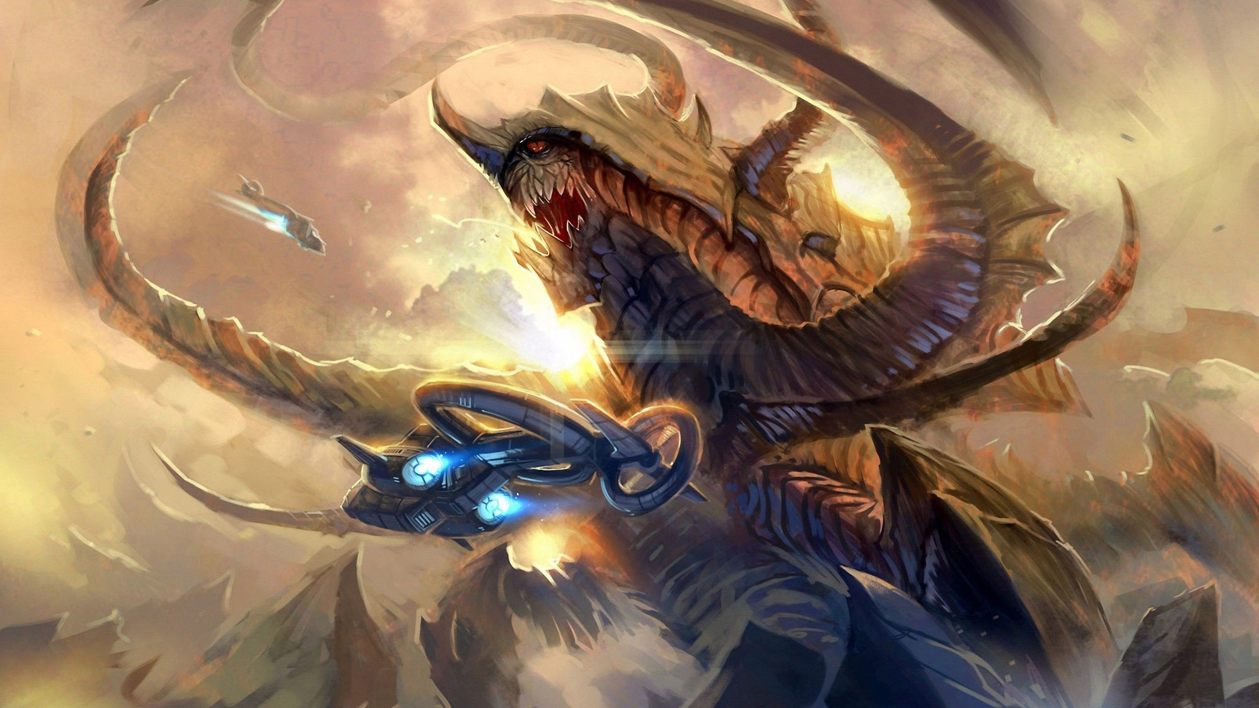 StarCraft II, Zerg, Leviatano, Fantasy art, 2K 1440p, sfondo desktop