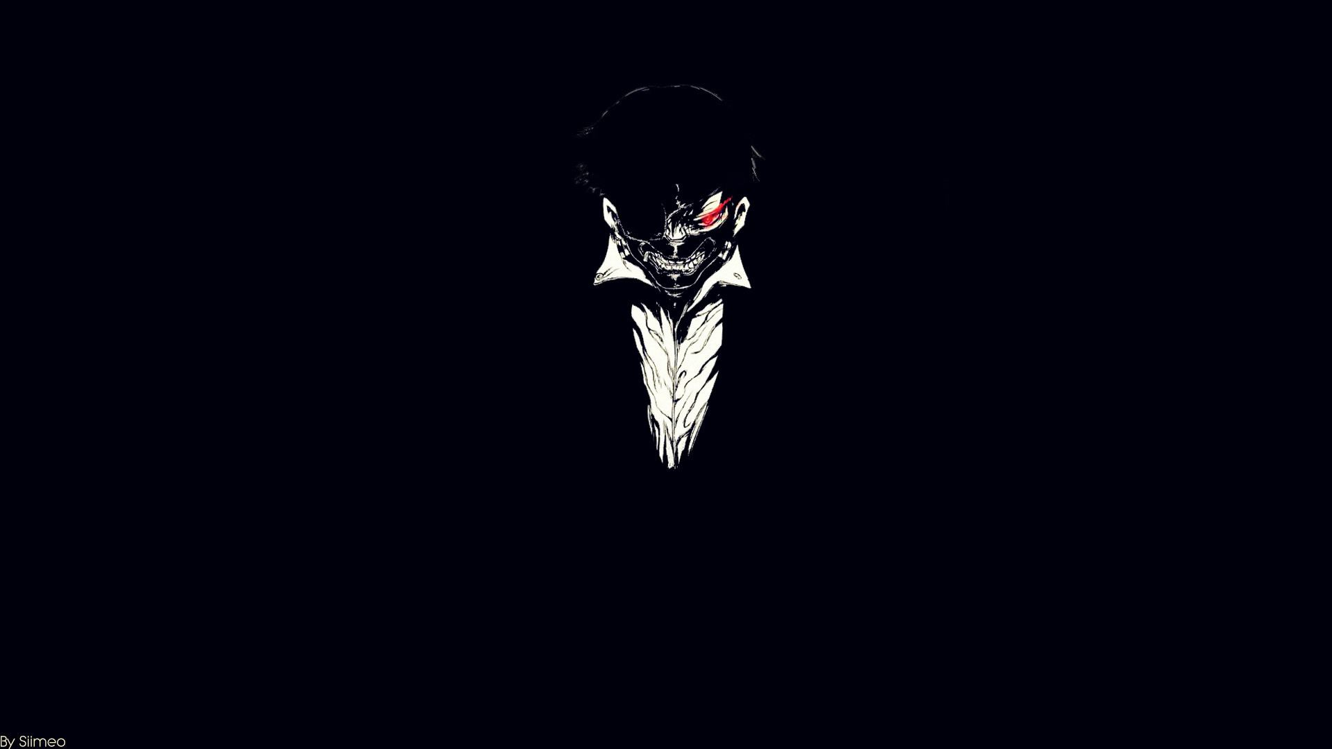 Ken Kaneki, Tokyo Ghoul, Maschera, Sfondo nero, Minimalismo, 1920x1080, wallpaper desktop