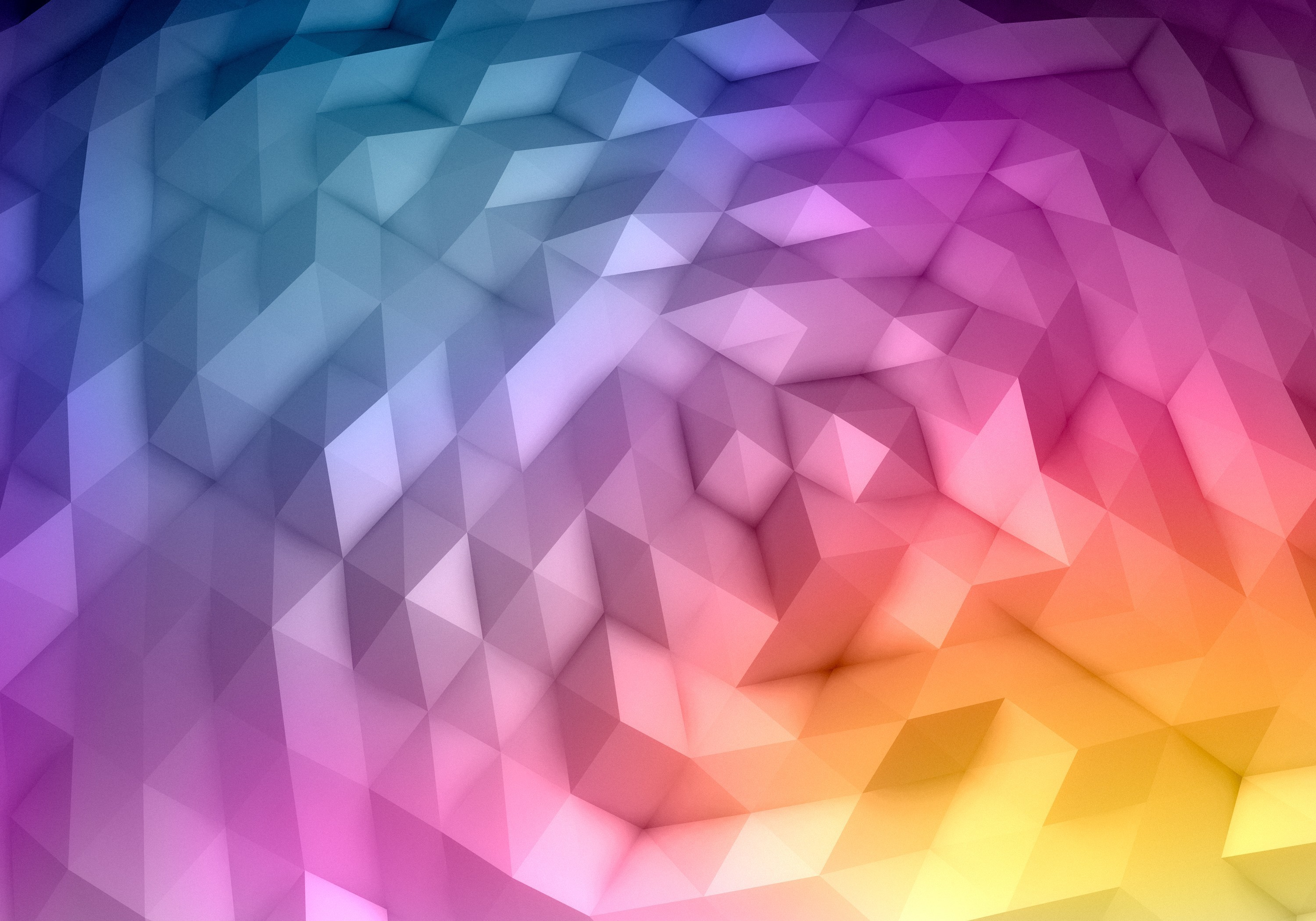 Low poly, Sfumatura, Viola, Rosa, Giallo, 2K, sfondo per portatile