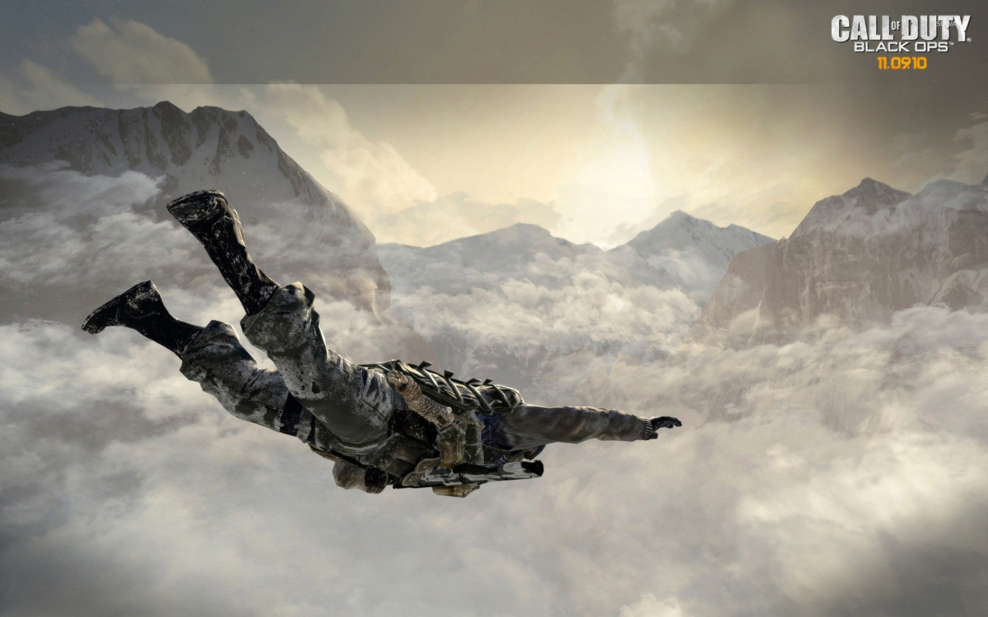 Call of Duty: Black Ops III, Tuta alare, Montagne, Nuvole, 16:10 Full HD, sfondo widescreen