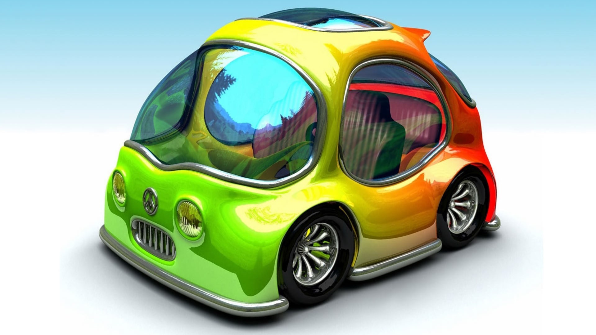 Auto cartoon, Multicolore, Rendering 3D, Full HD 1080p, sfondo desktop