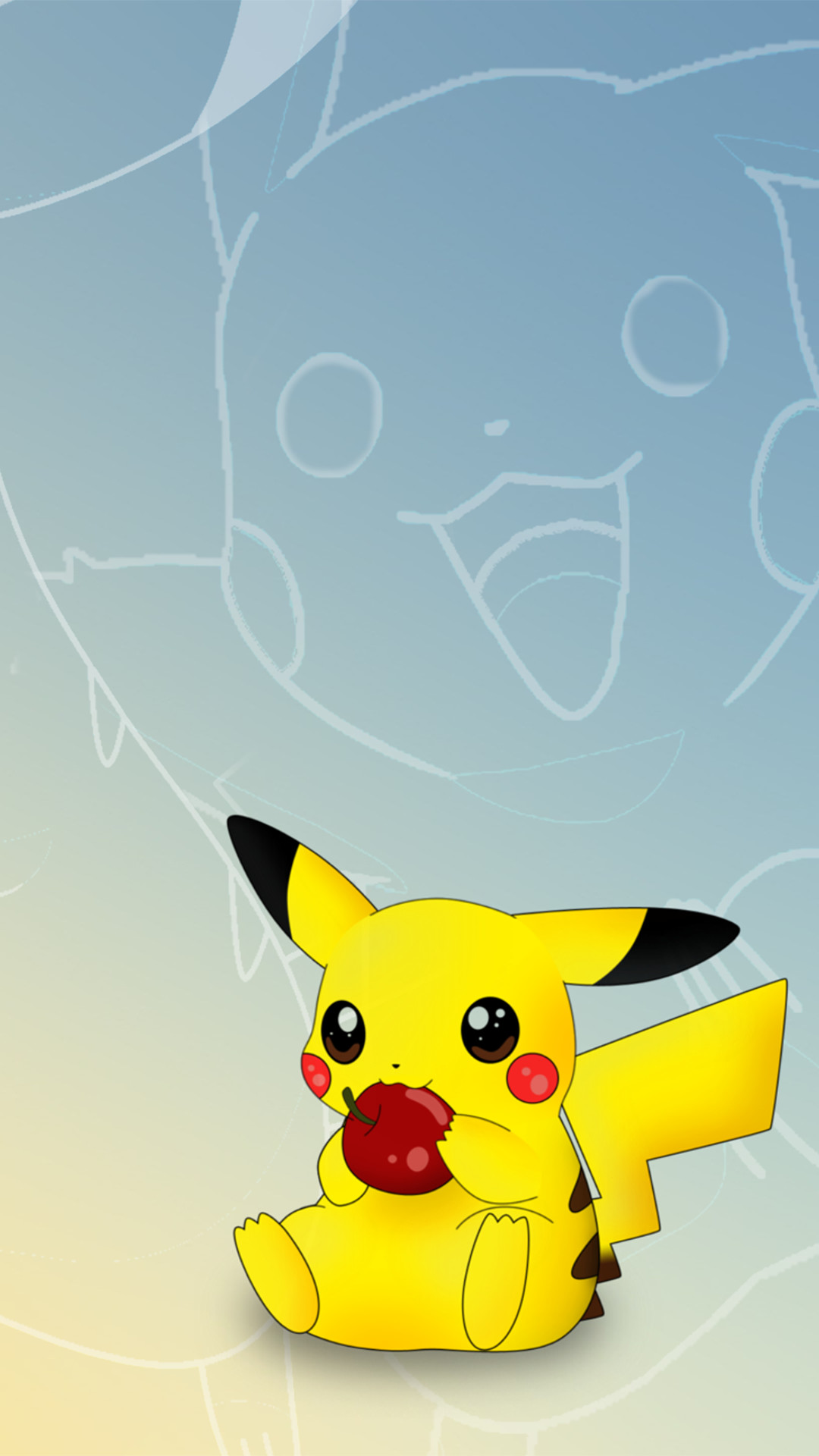 Pikachu, Pokémon, Mela, Azzurro, Full HD, schermata di blocco del cellulare