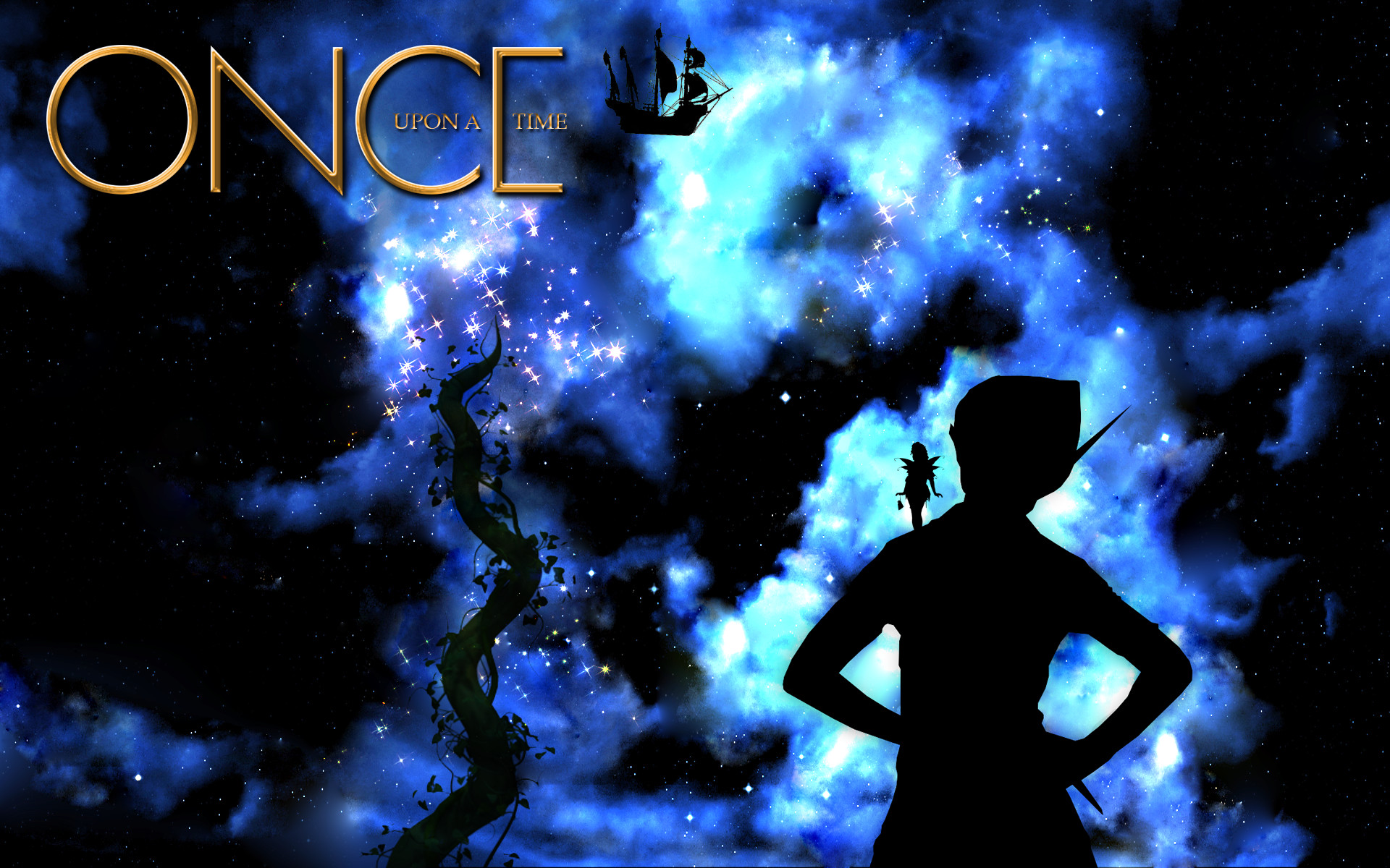 C'era una volta, Peter Pan, Silhouette, Fagiolo magico, 16:10 Full HD, sfondo widescreen