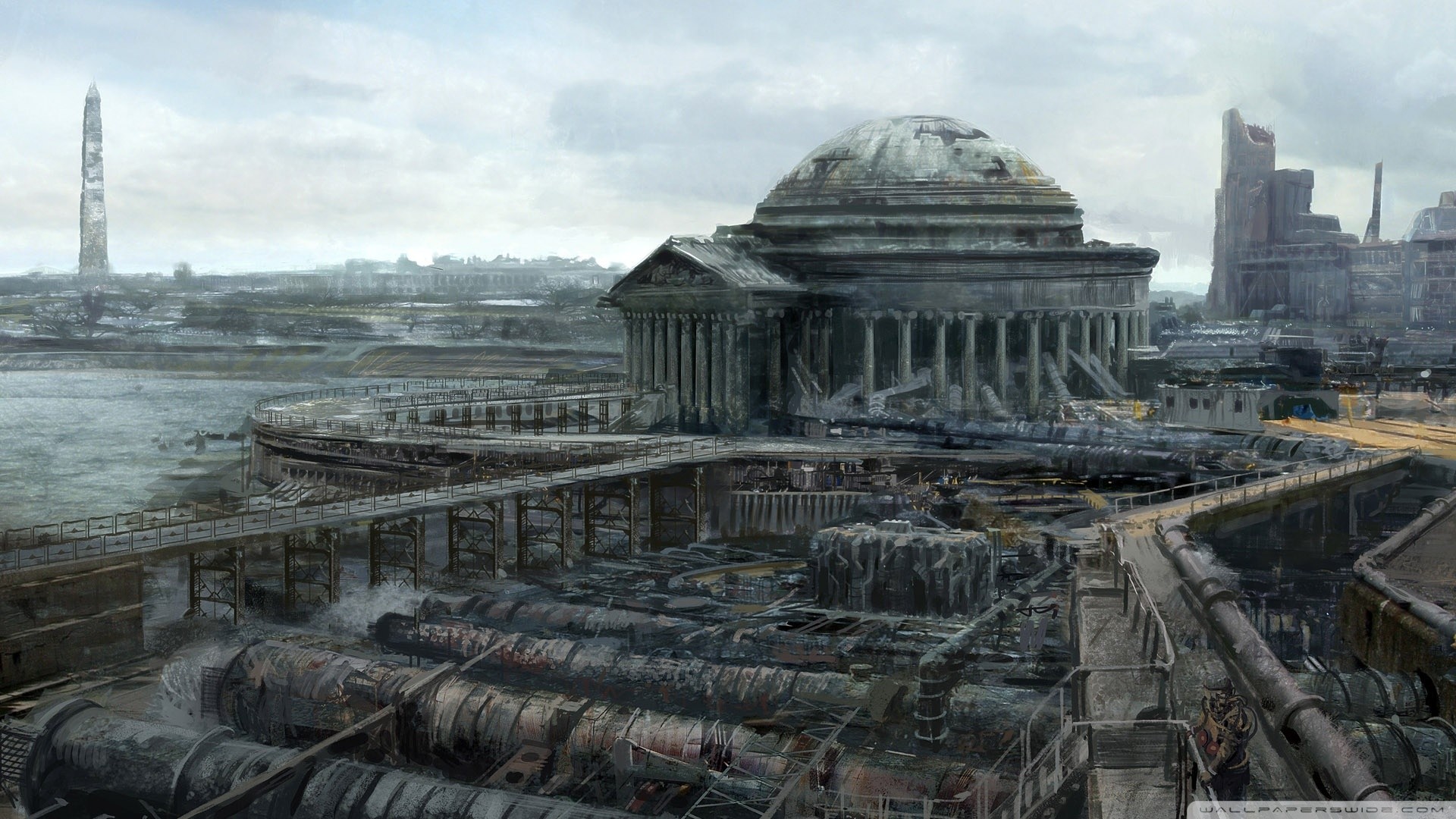 Jefferson Memorial, Fallout 3, Washington D.C., Rovine, Full HD, sfondo desktop
