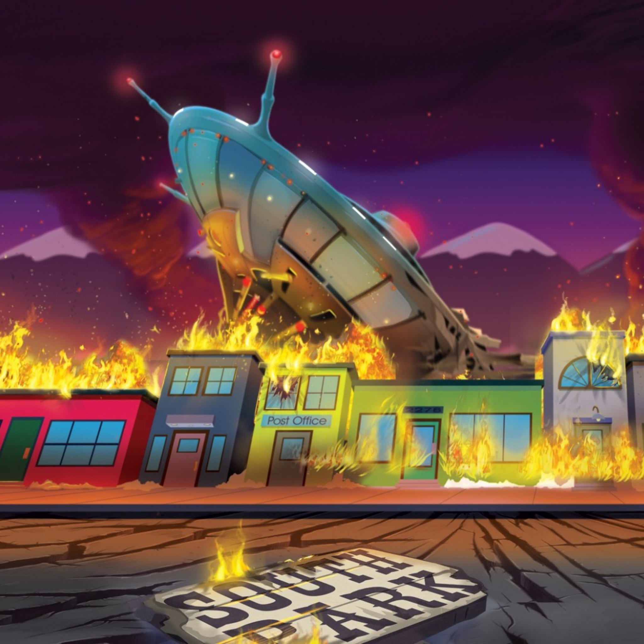 South Park: Il bastone della verità, Astronave aliena, Incendio, Paese, sfondo per iPad