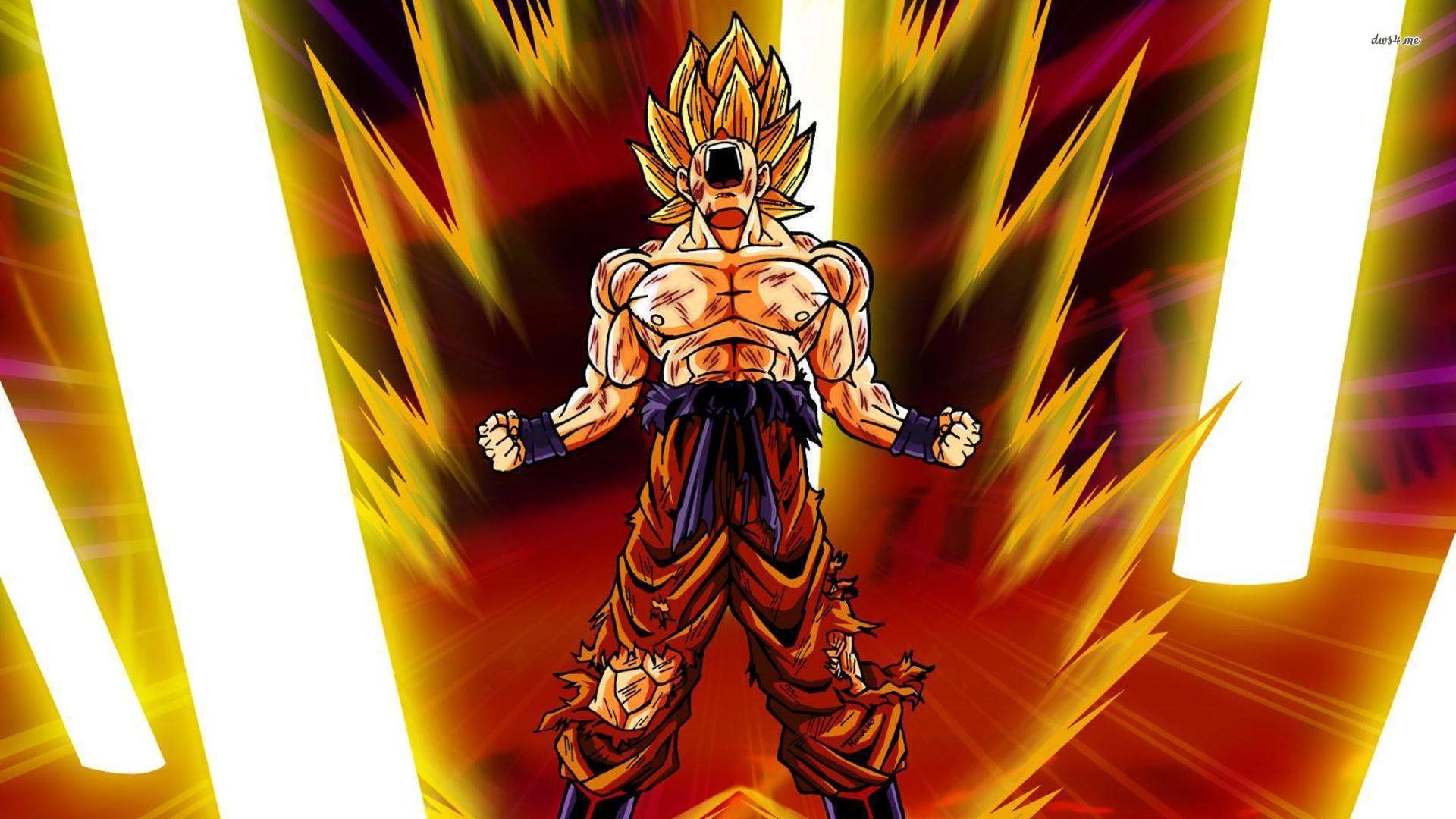 Son Goku, Super Saiyan, Dragon Ball Z, Aura, Muscoli, Full HD, sfondo desktop